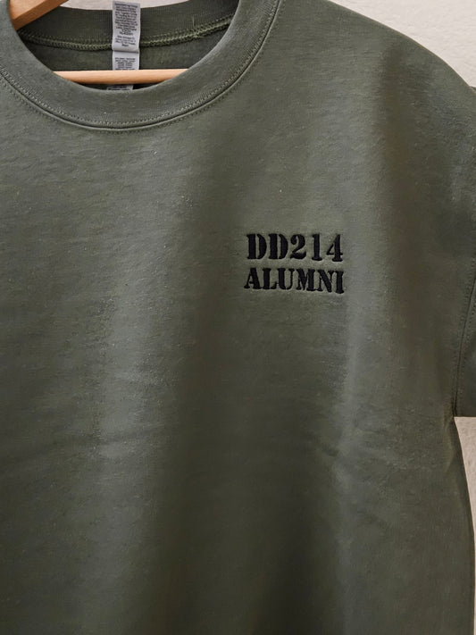 Military Green DD214 ALUMNI Embroidered T shirt