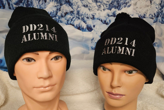 Black DD214 ALUMNI Embroidered Beanie