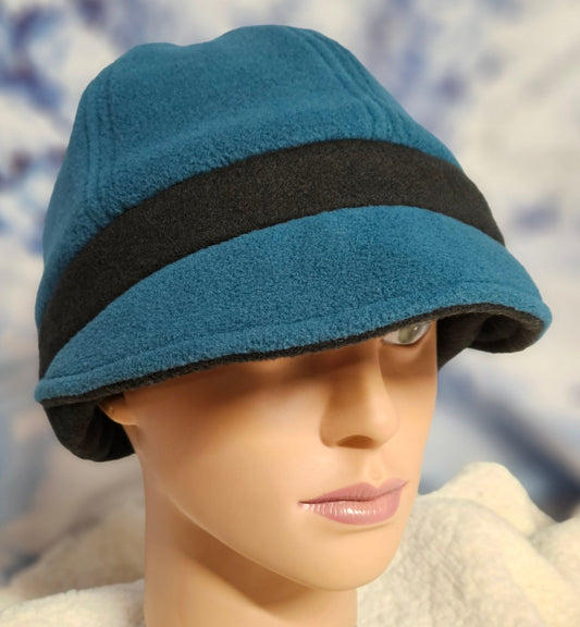 Teal Blue with Black Fleece Band Winter Fashion Hat