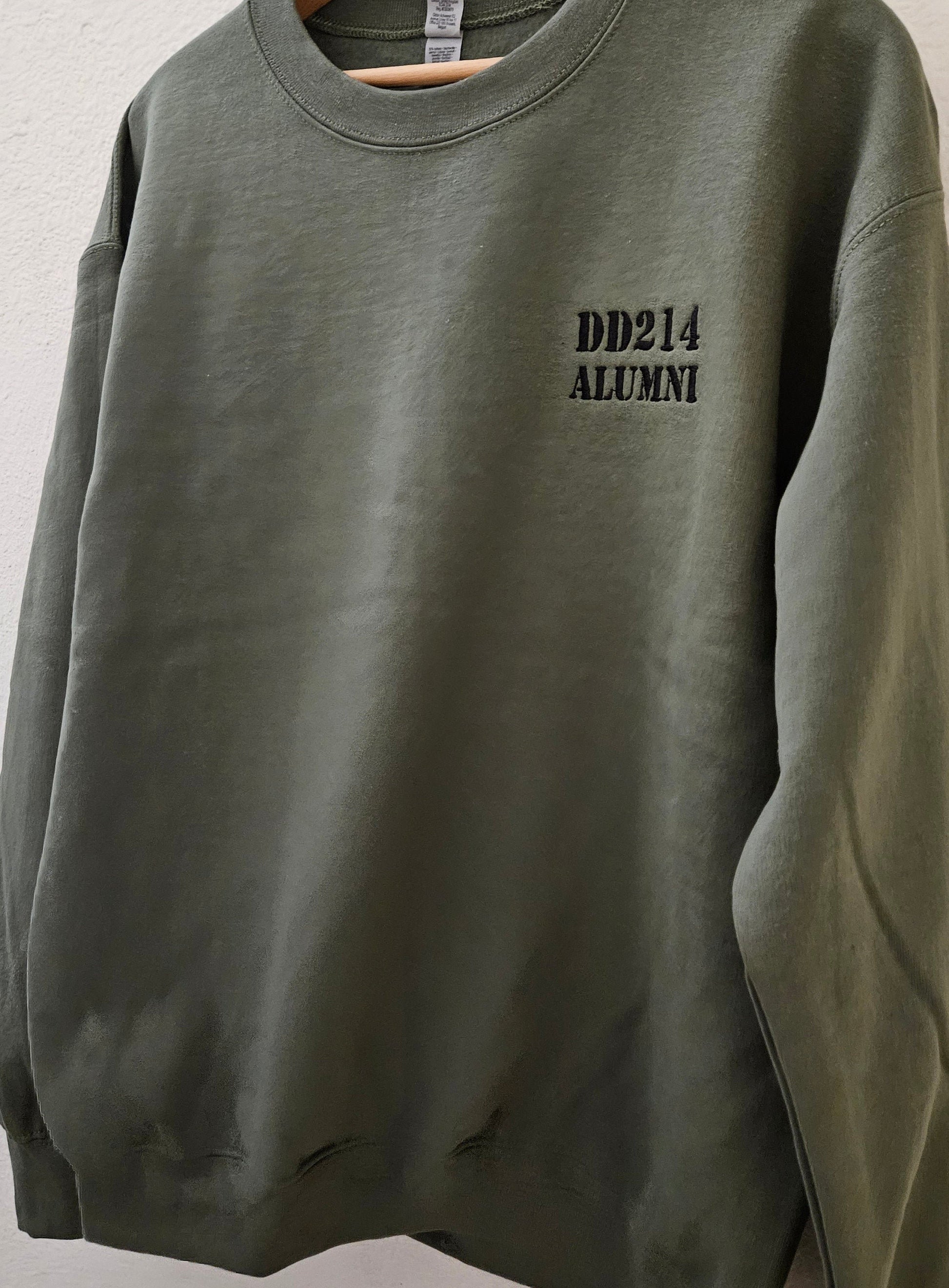 Military Green DD 214 Alumni Embroidered Sweatshirt