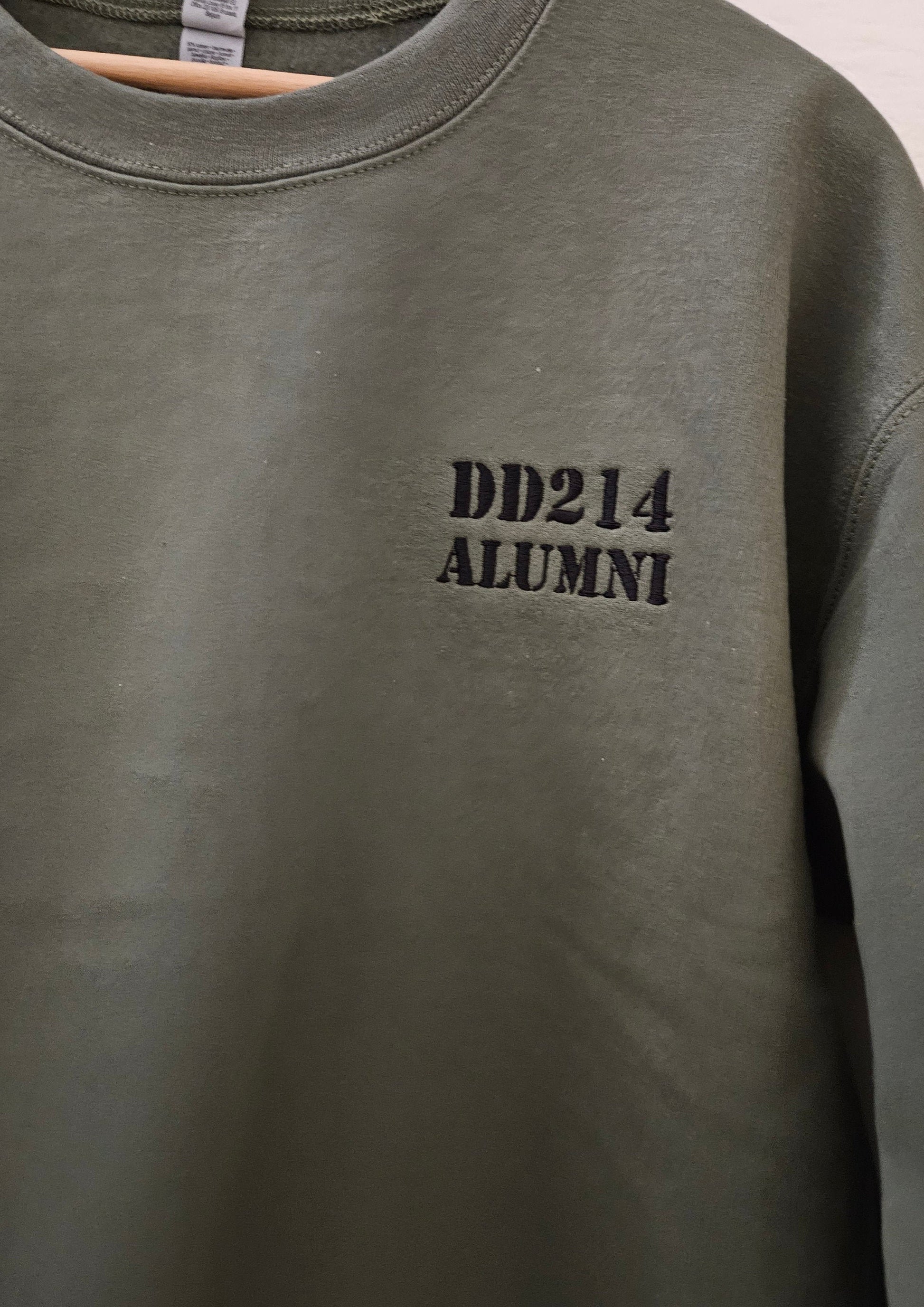 Military Green DD 214 Alumni Embroidered Sweatshirt