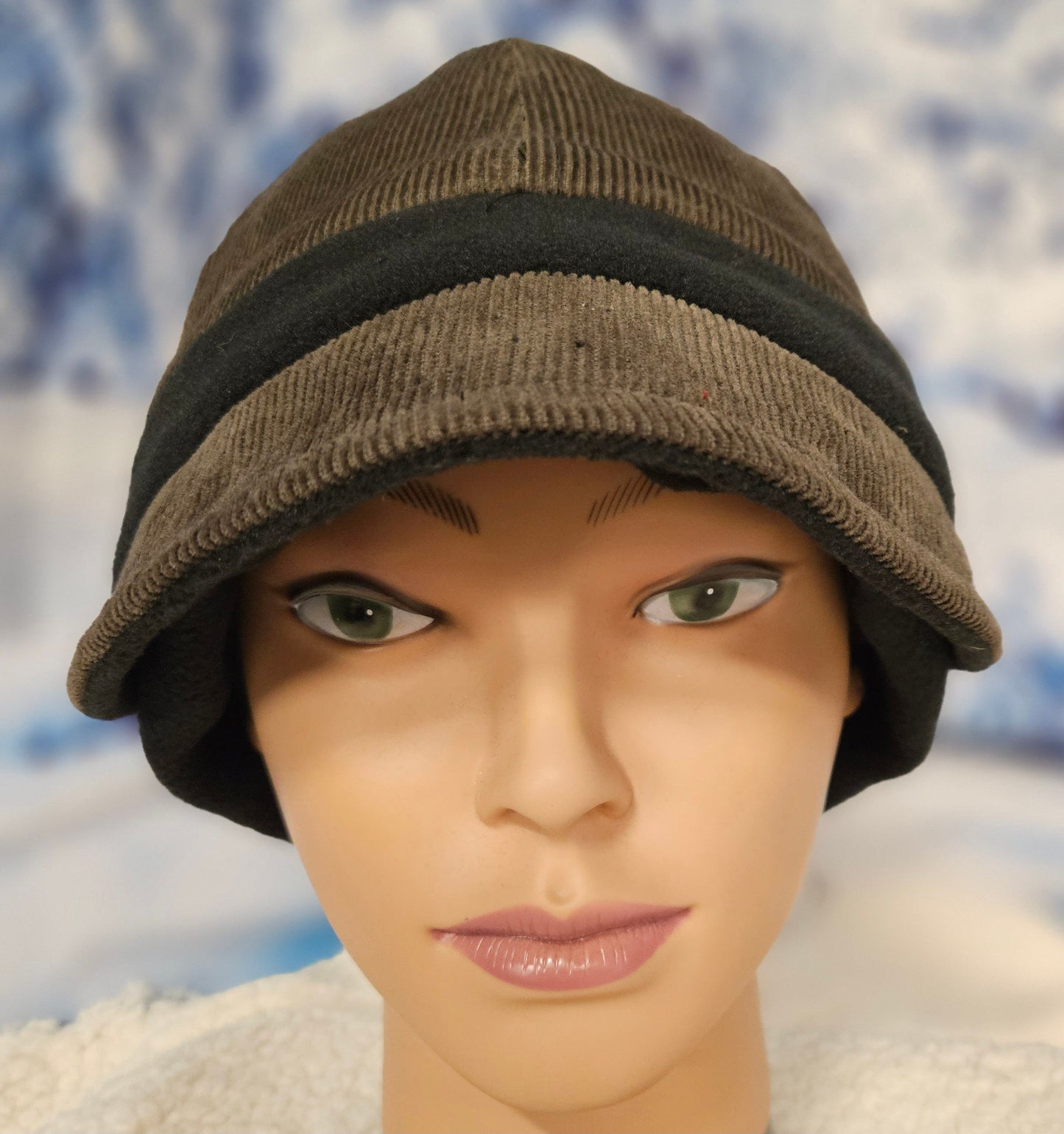 Olive Corduroy with Black Fleece Band Fall and Winter Fashion Hat