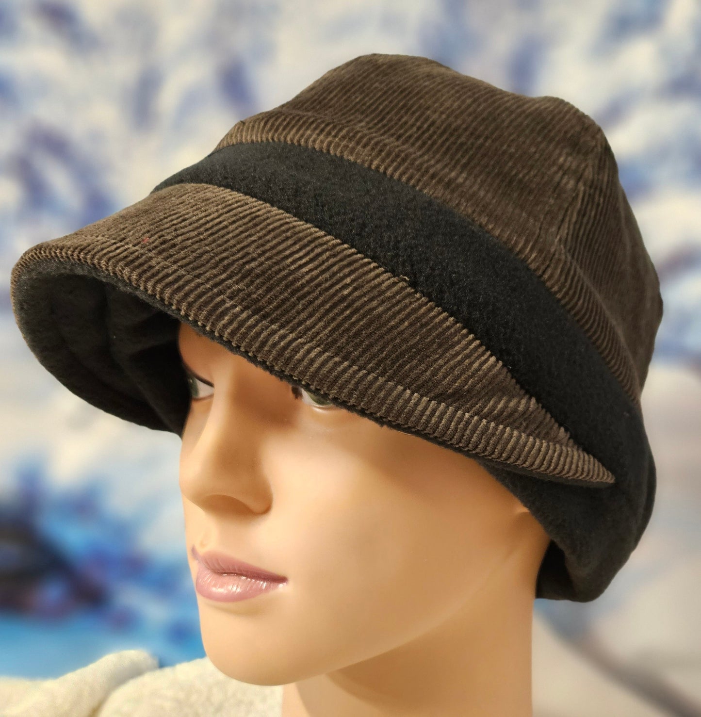 Olive Corduroy with Black Fleece Band Fall and Winter Fashion Hat