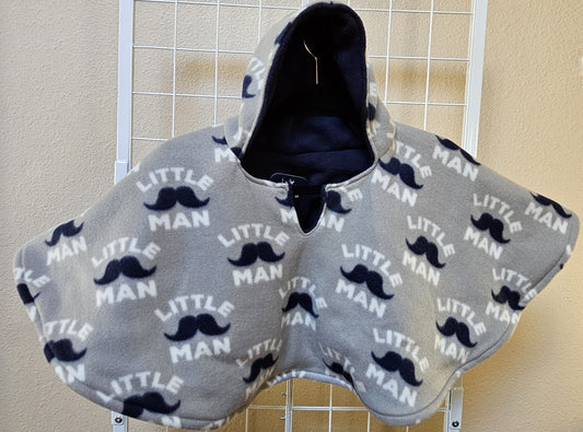 Poncho, Car Seat Poncho, Baby Poncho; Little Man Print; reversible over the head cape