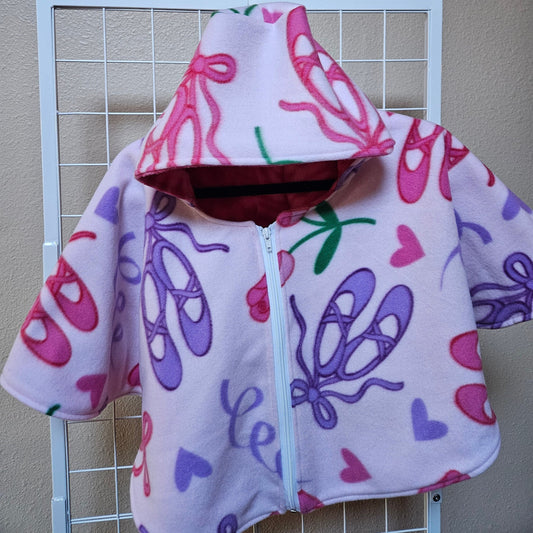 Ballerina Shoes Print Poncho, Car Seat Poncho, Toddler Poncho; zippered cape