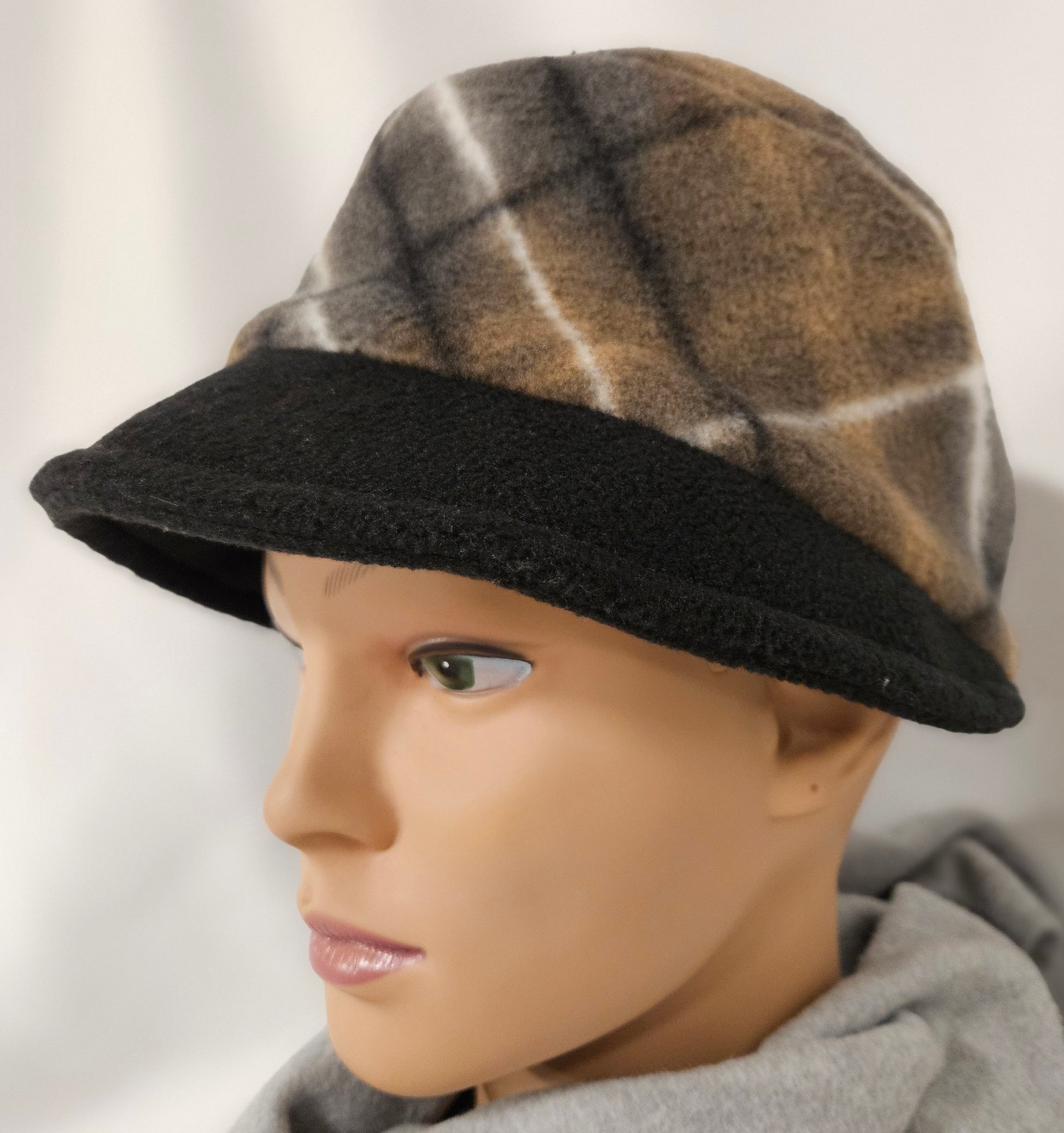 Brown Plaid Anti Pill Fleece Winter Rosie Cap
