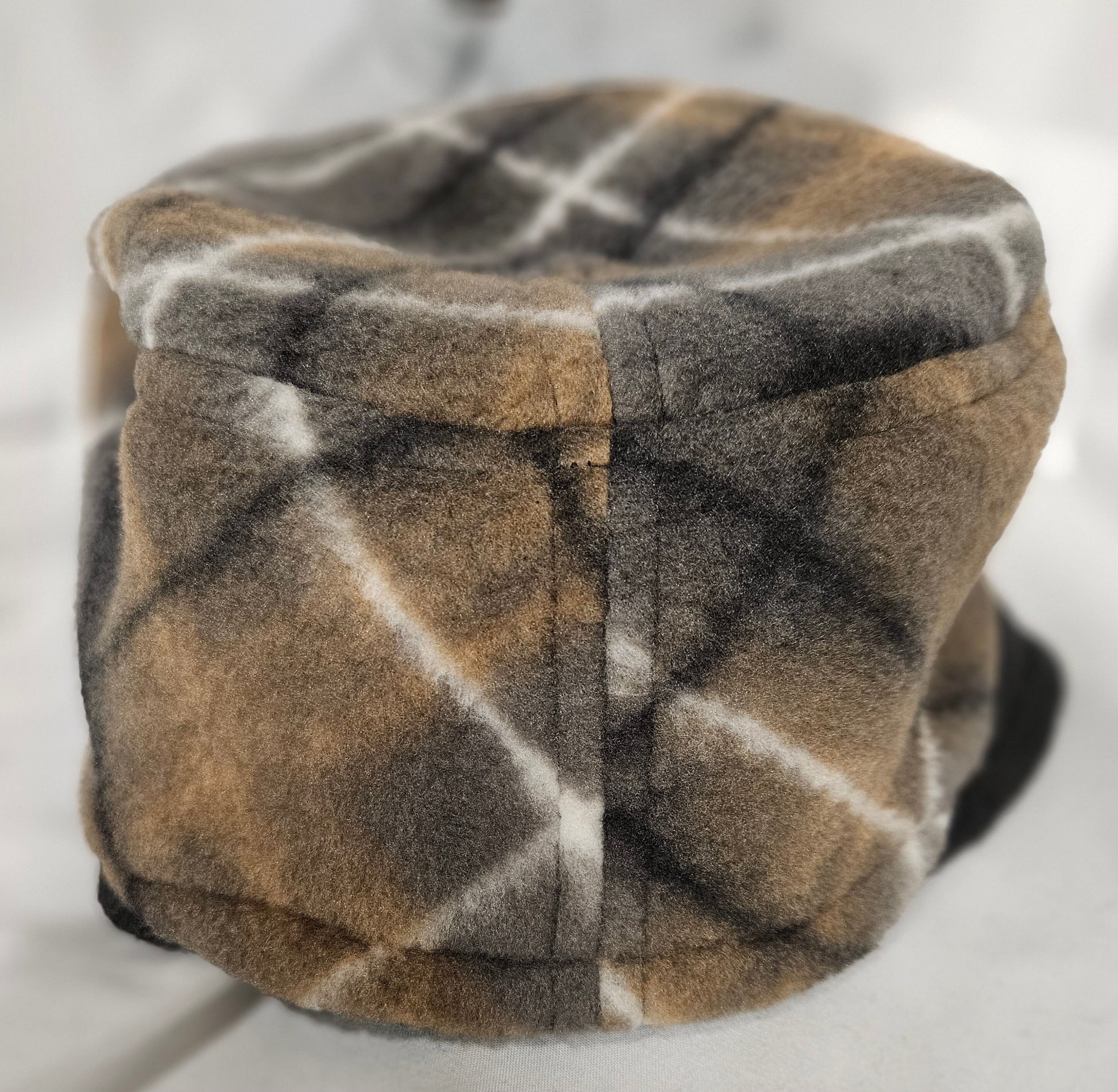 Brown Plaid Anti Pill Fleece Winter Rosie Cap