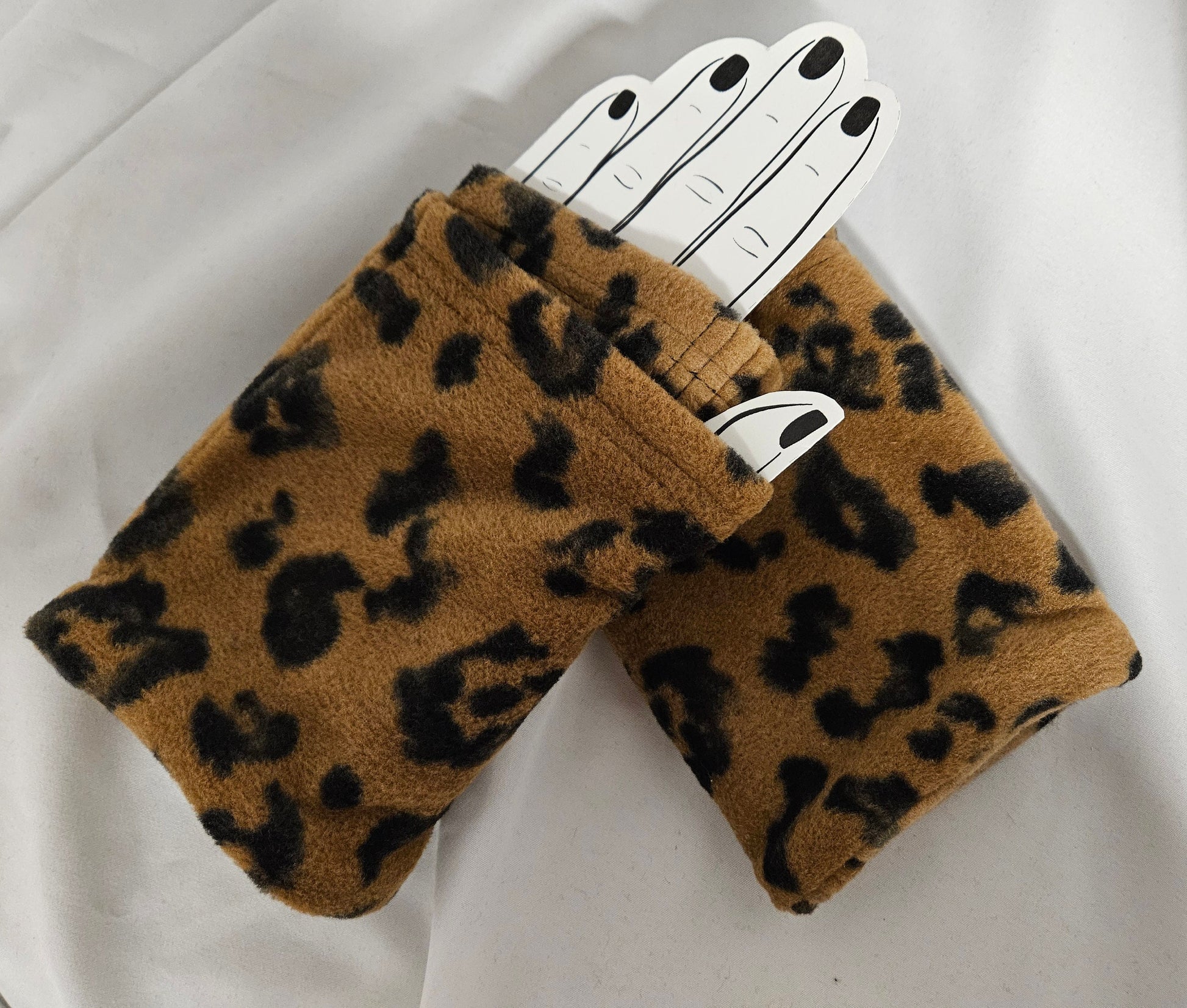 Cheetah Print Fleece Fingerless Gloves