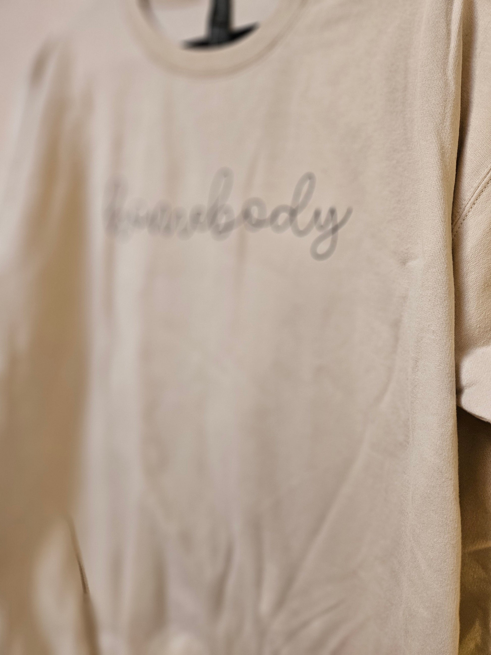 Sand Homebody Embroidered Sweatshirt with Black lettering, Cozy Homebody Crewneck Sweatshirt
