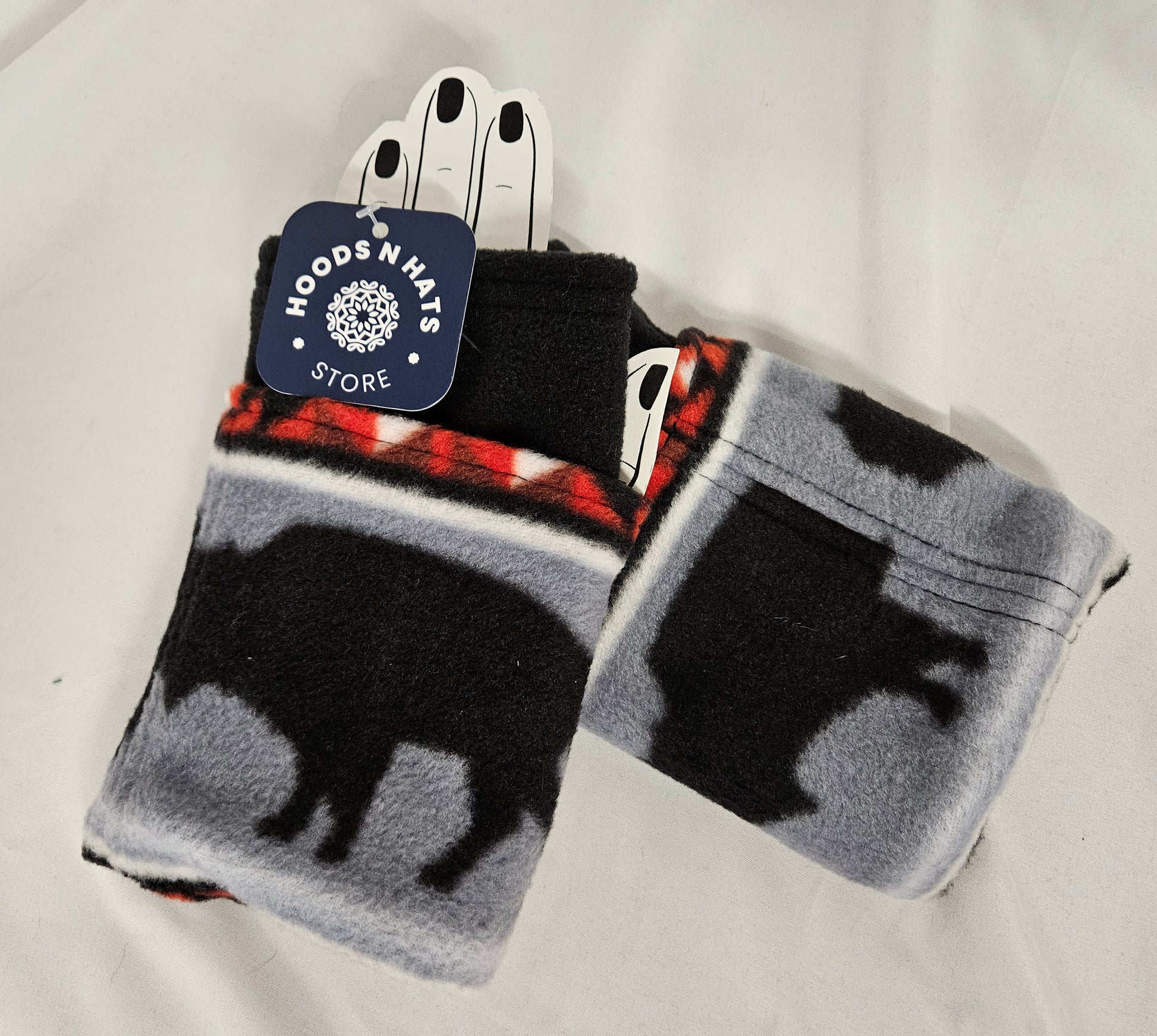 Buffalo Print Fleece Fingerless Gloves
