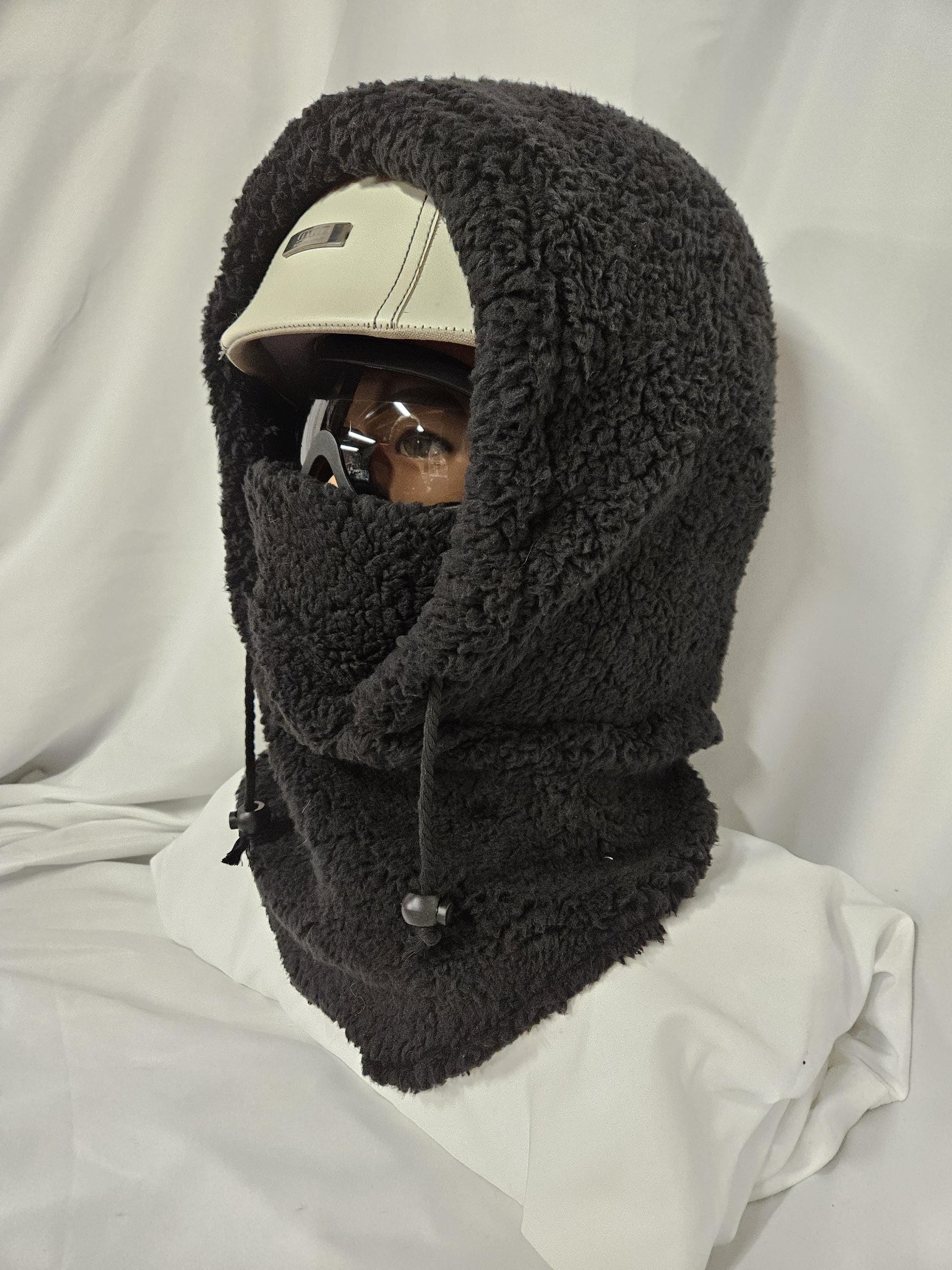 Black Anti Pill Fleece Large Ski Helmet Cover