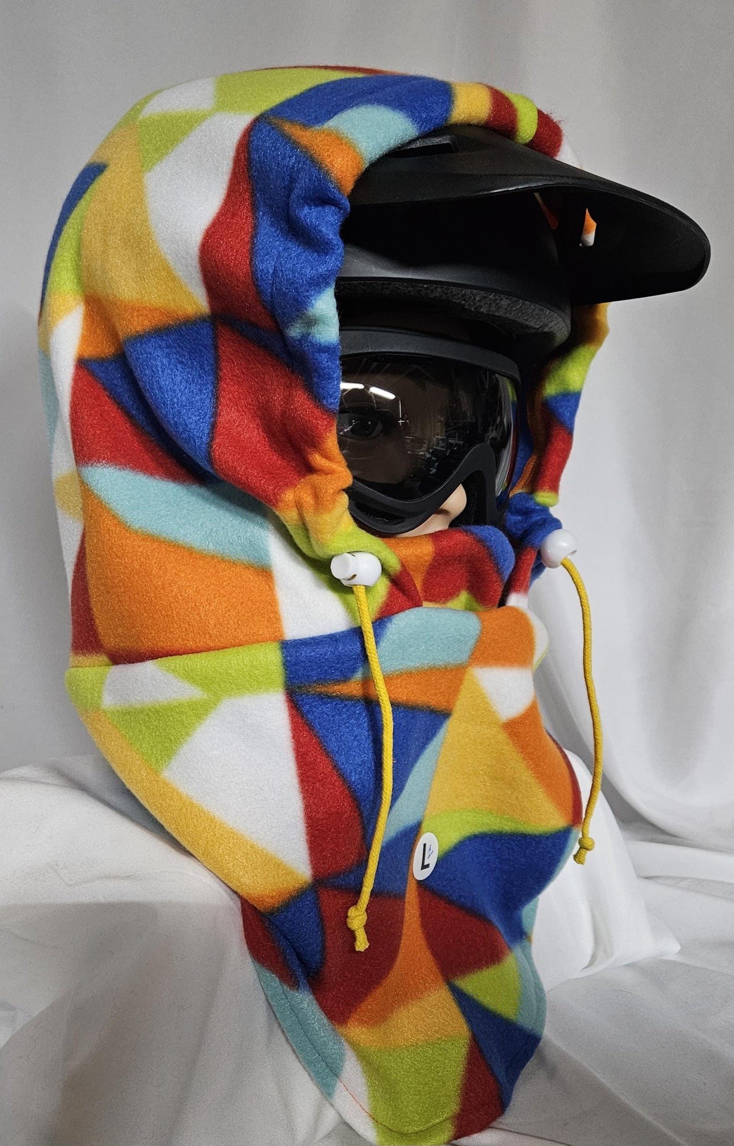 Rainbow Geo Print Blizzard Fleece Ski Helmet Cover Pattern 1