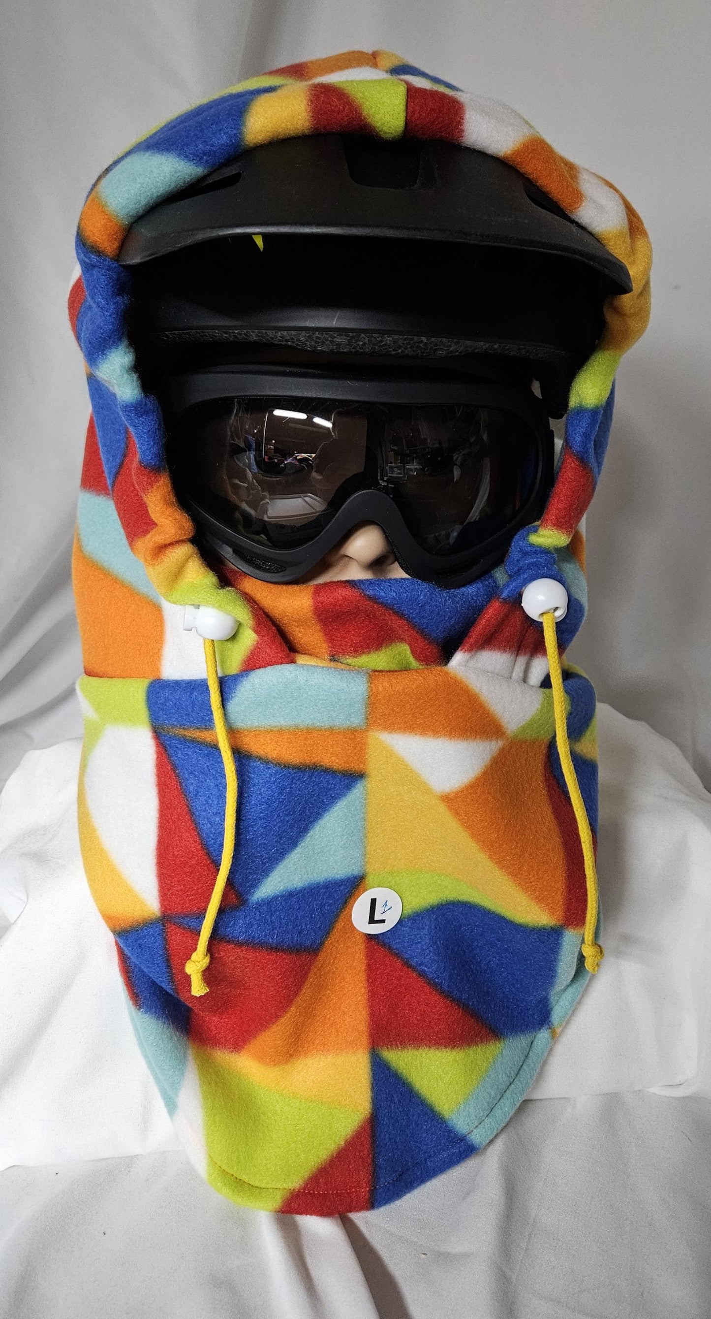 Rainbow Geo Print Blizzard Fleece Ski Helmet Cover Pattern 1