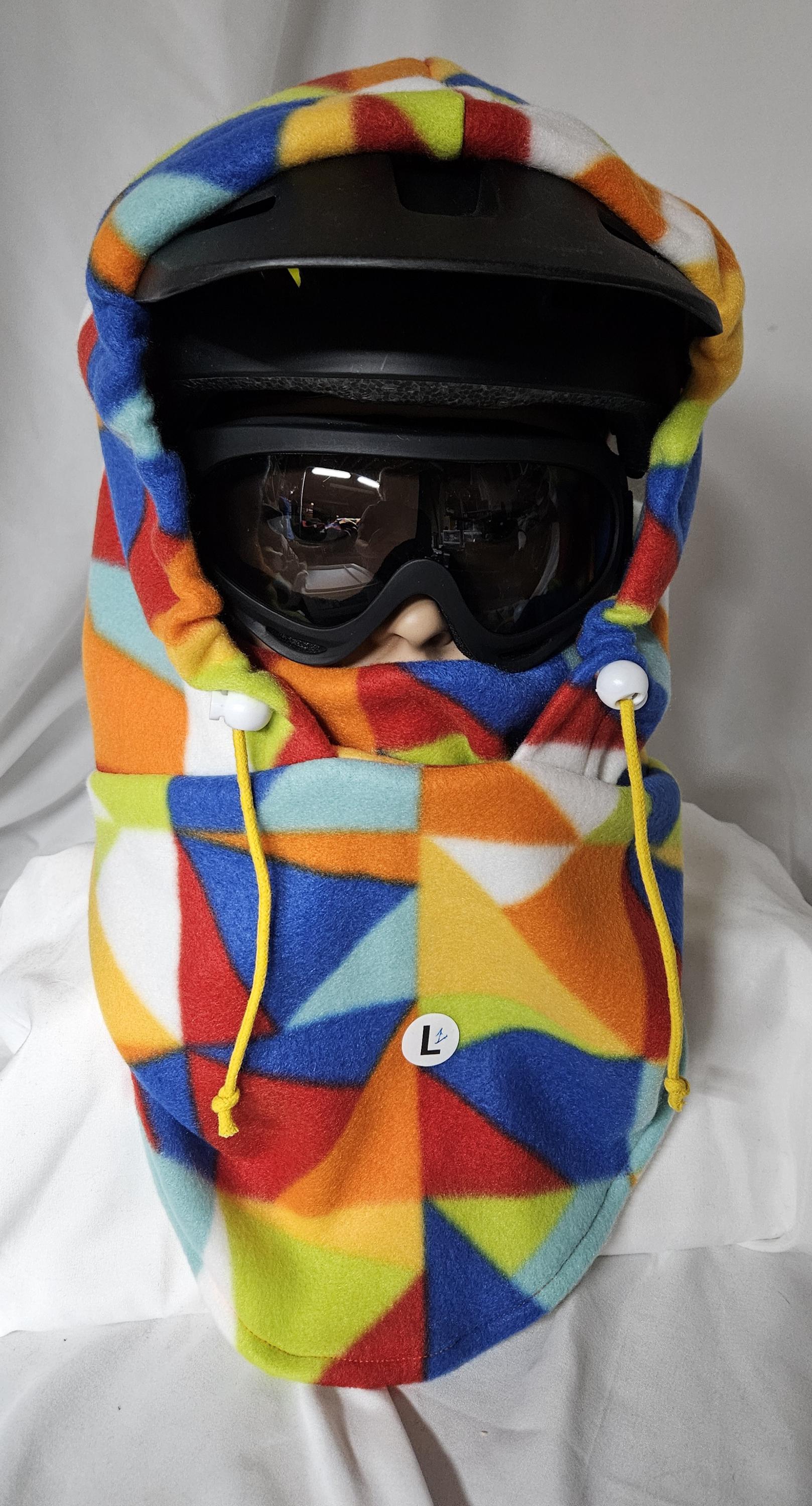 Rainbow Geo Print Blizzard Fleece Ski Helmet Cover Pattern 1