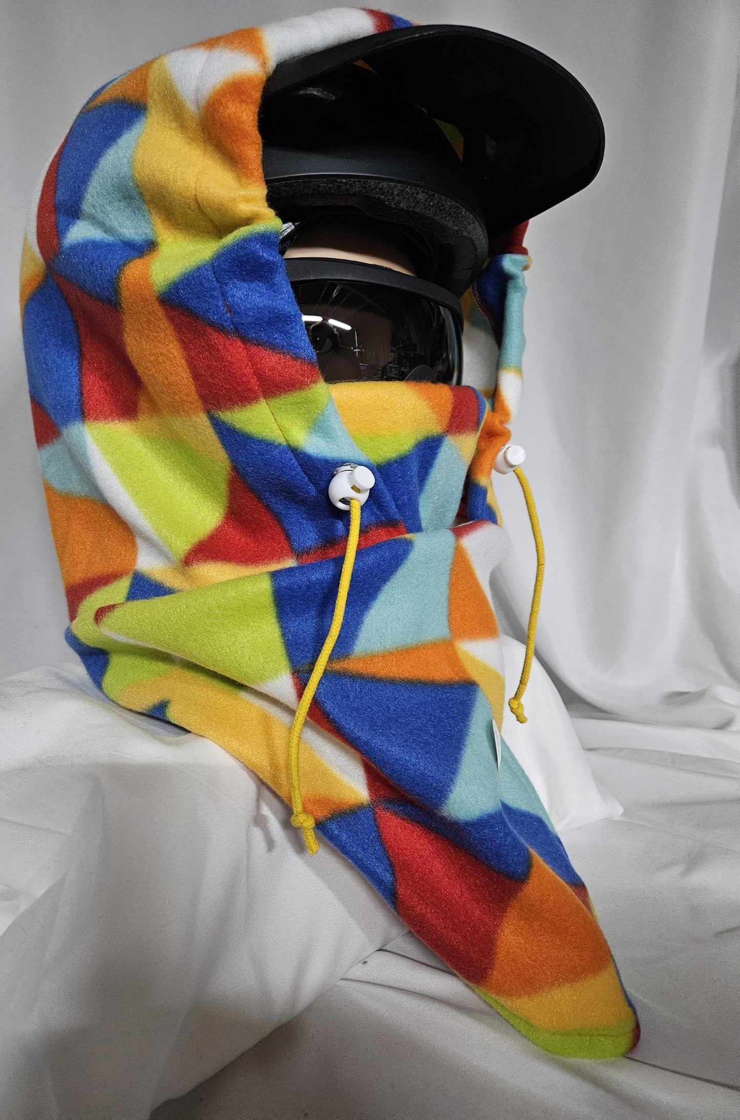 Rainbow Geo Print Blizzard Fleece Ski Helmet Cover Pattern 2