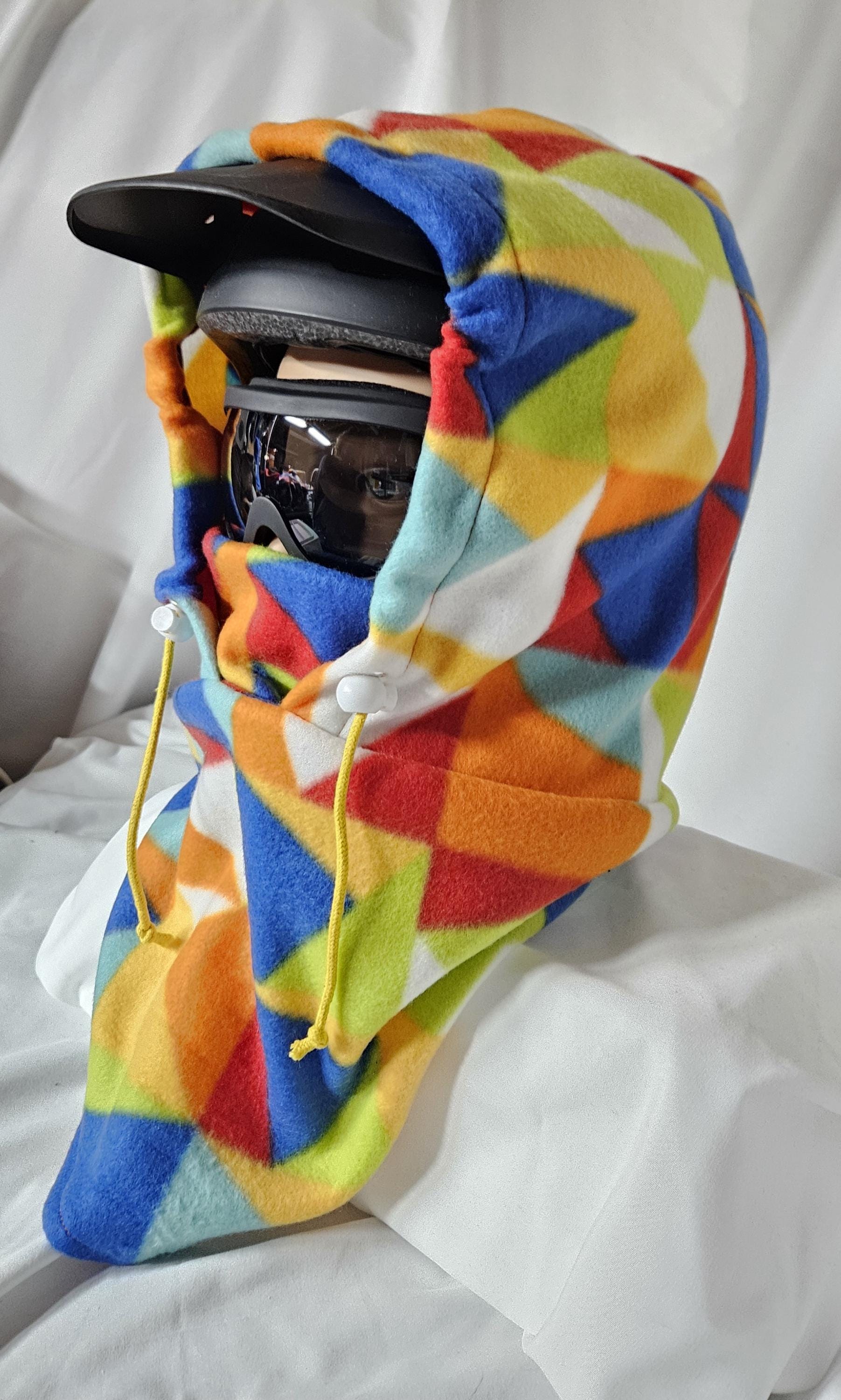 Rainbow Geo Print Blizzard Fleece Ski Helmet Cover Pattern 3