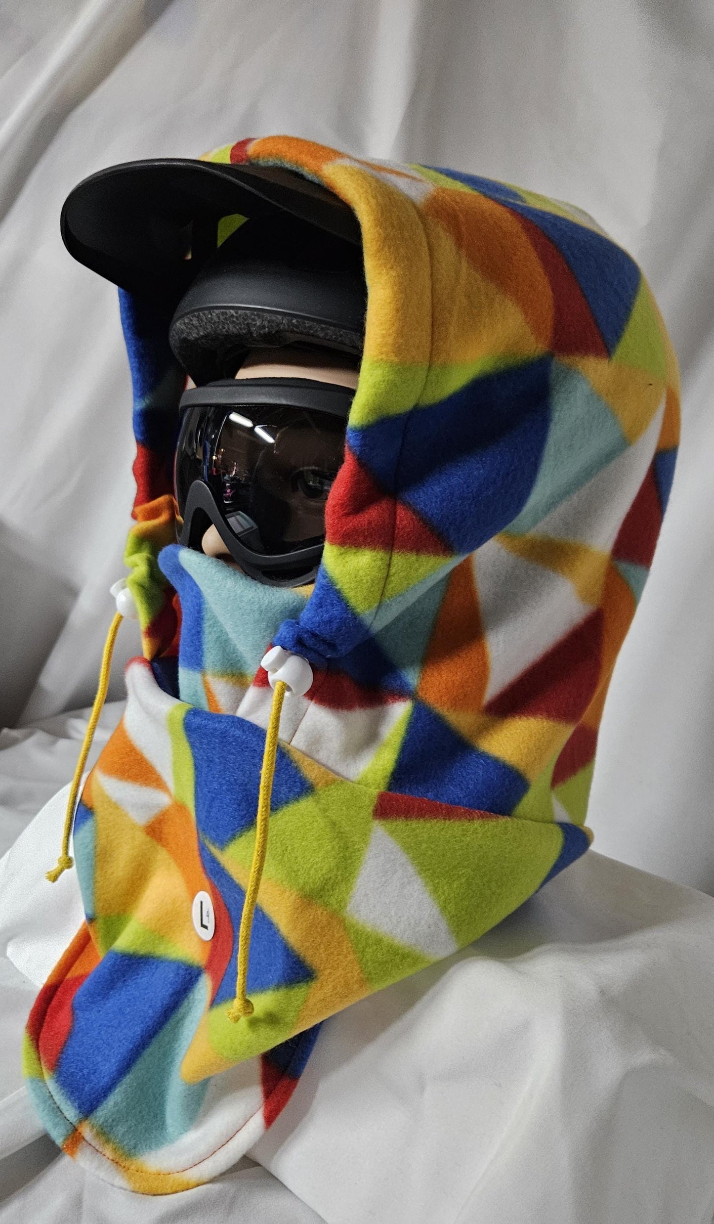 Rainbow Geo Print Blizzard Fleece Ski Helmet Cover Pattern 4