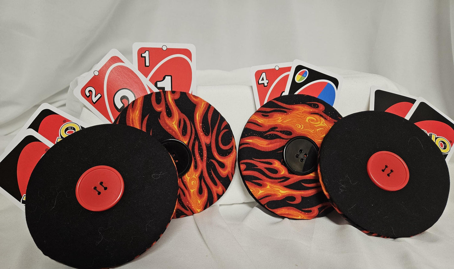 Flame Print Card Game Holder, Playing card holder for small hands, cd card holder, set of 4