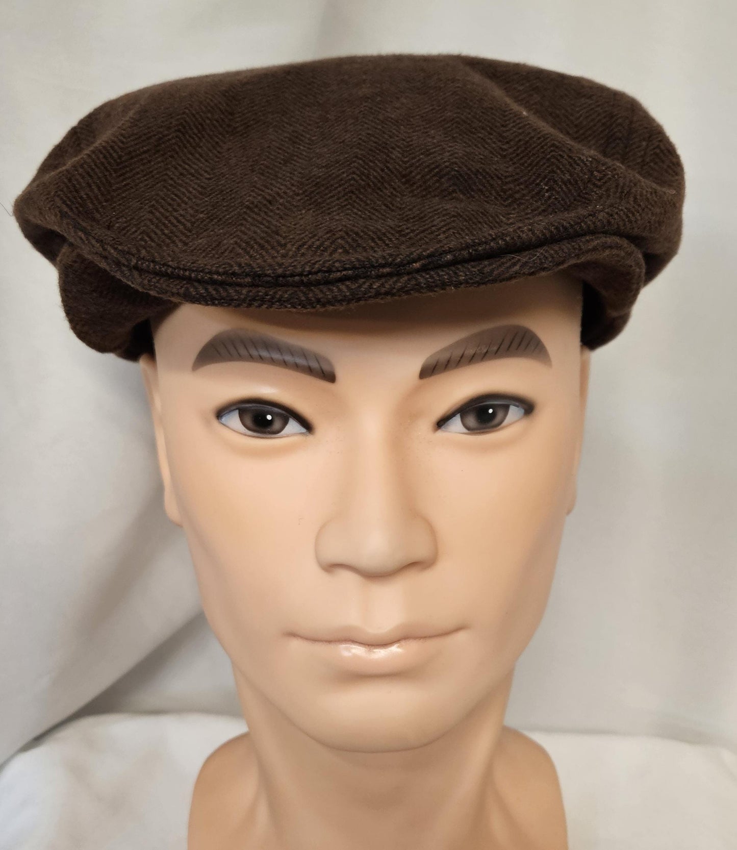 Brown Tweed Print Flat Cap