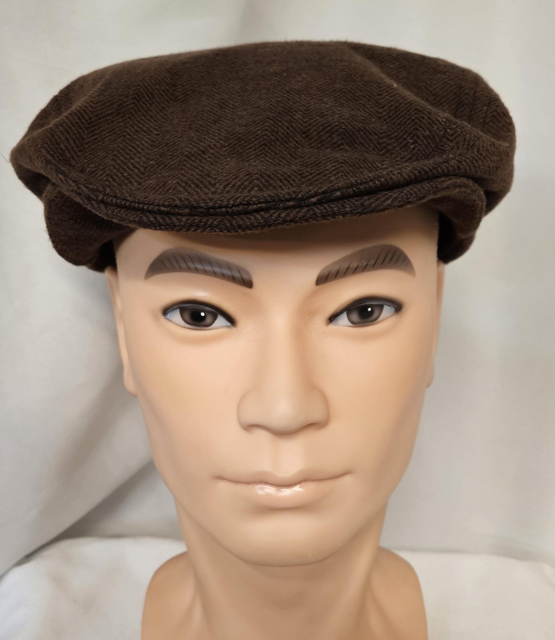 Brown Tweed Print Flat Cap