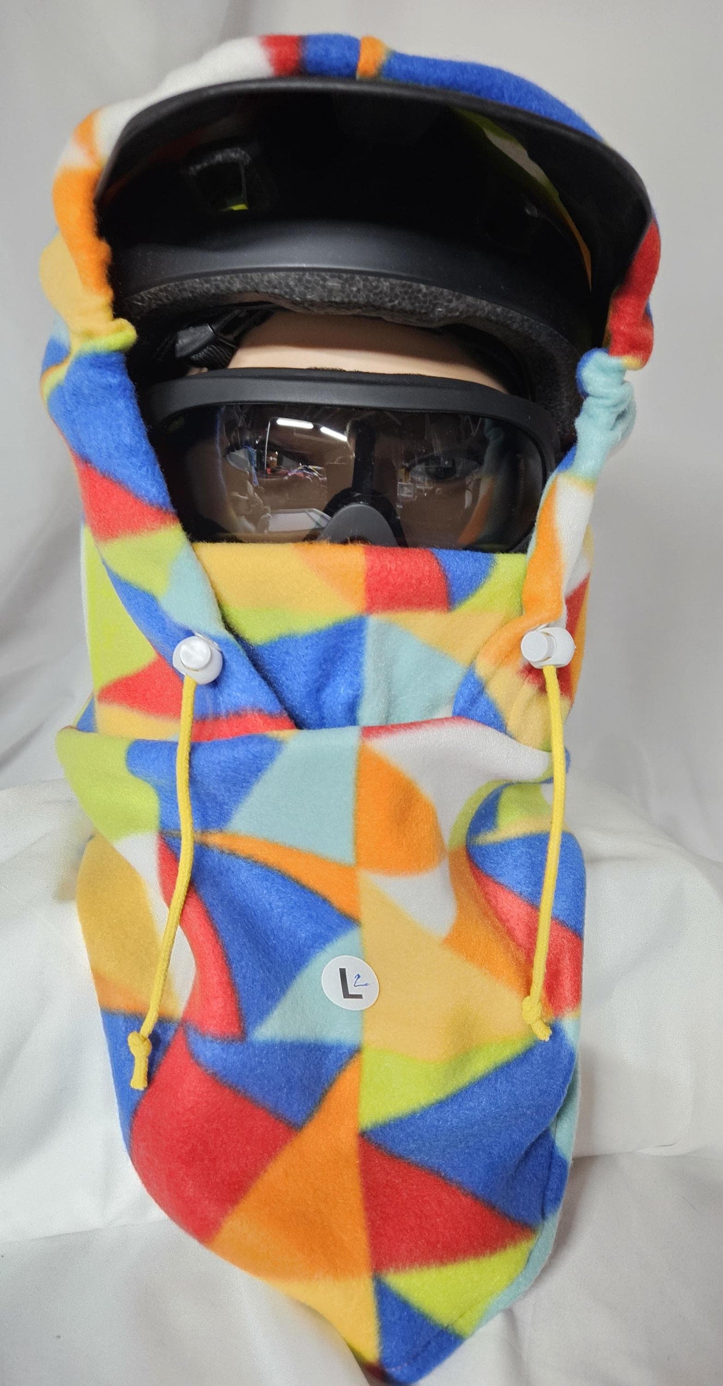 Rainbow Geo Print Blizzard Fleece Ski Helmet Cover Pattern 2