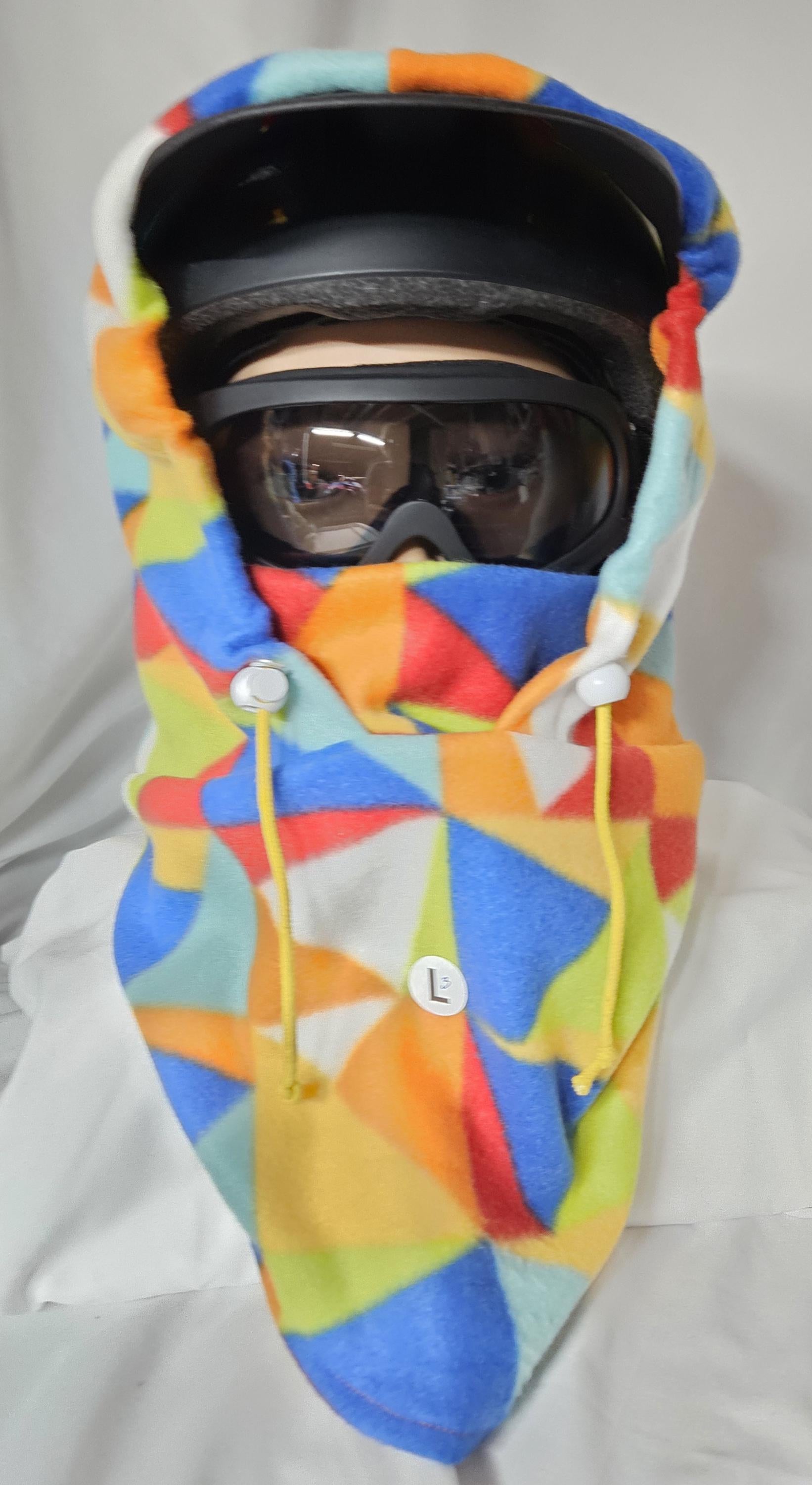 Rainbow Geo Print Blizzard Fleece Ski Helmet Cover Pattern 3
