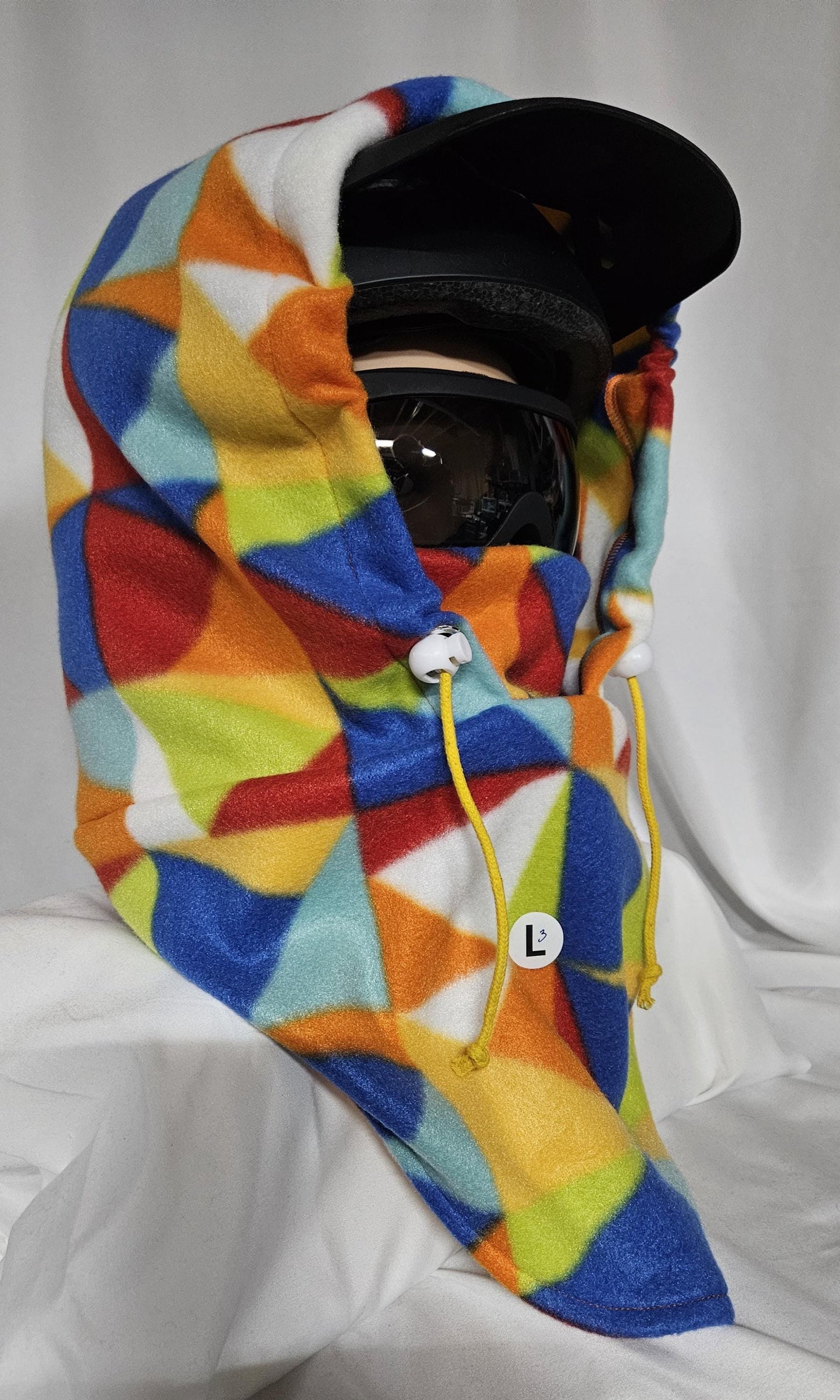 Rainbow Geo Print Blizzard Fleece Ski Helmet Cover Pattern 3