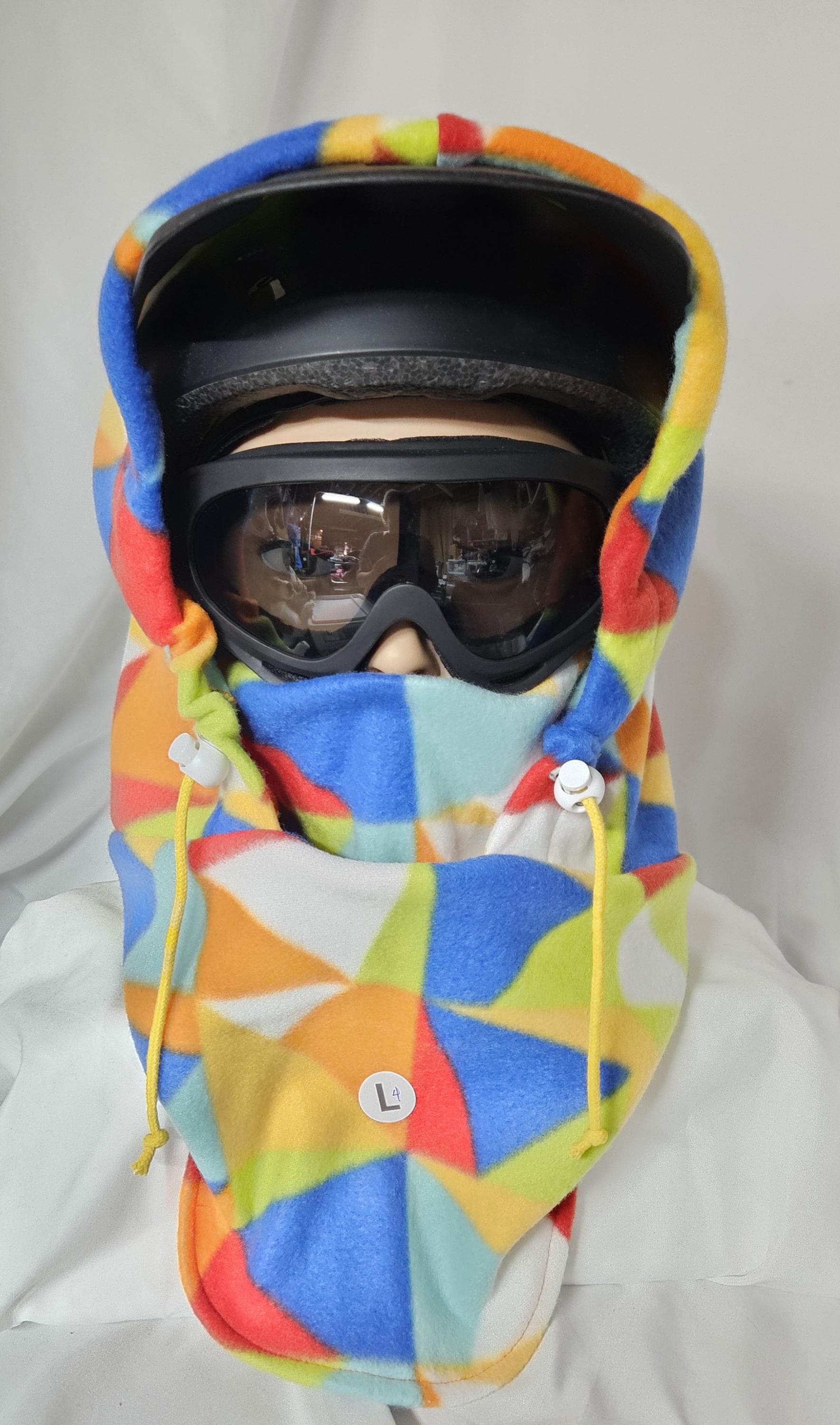 Rainbow Geo Print Blizzard Fleece Ski Helmet Cover Pattern 4