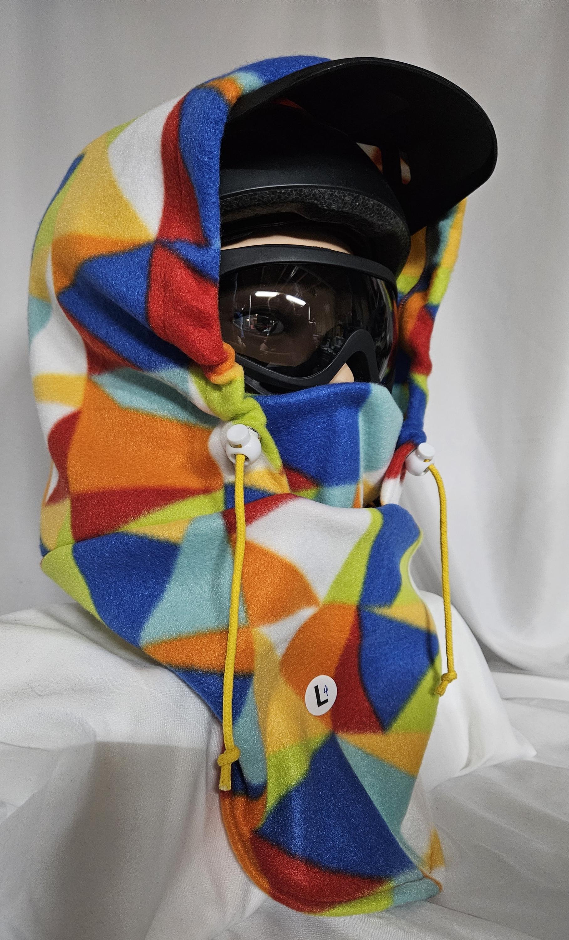 Rainbow Geo Print Blizzard Fleece Ski Helmet Cover Pattern 4