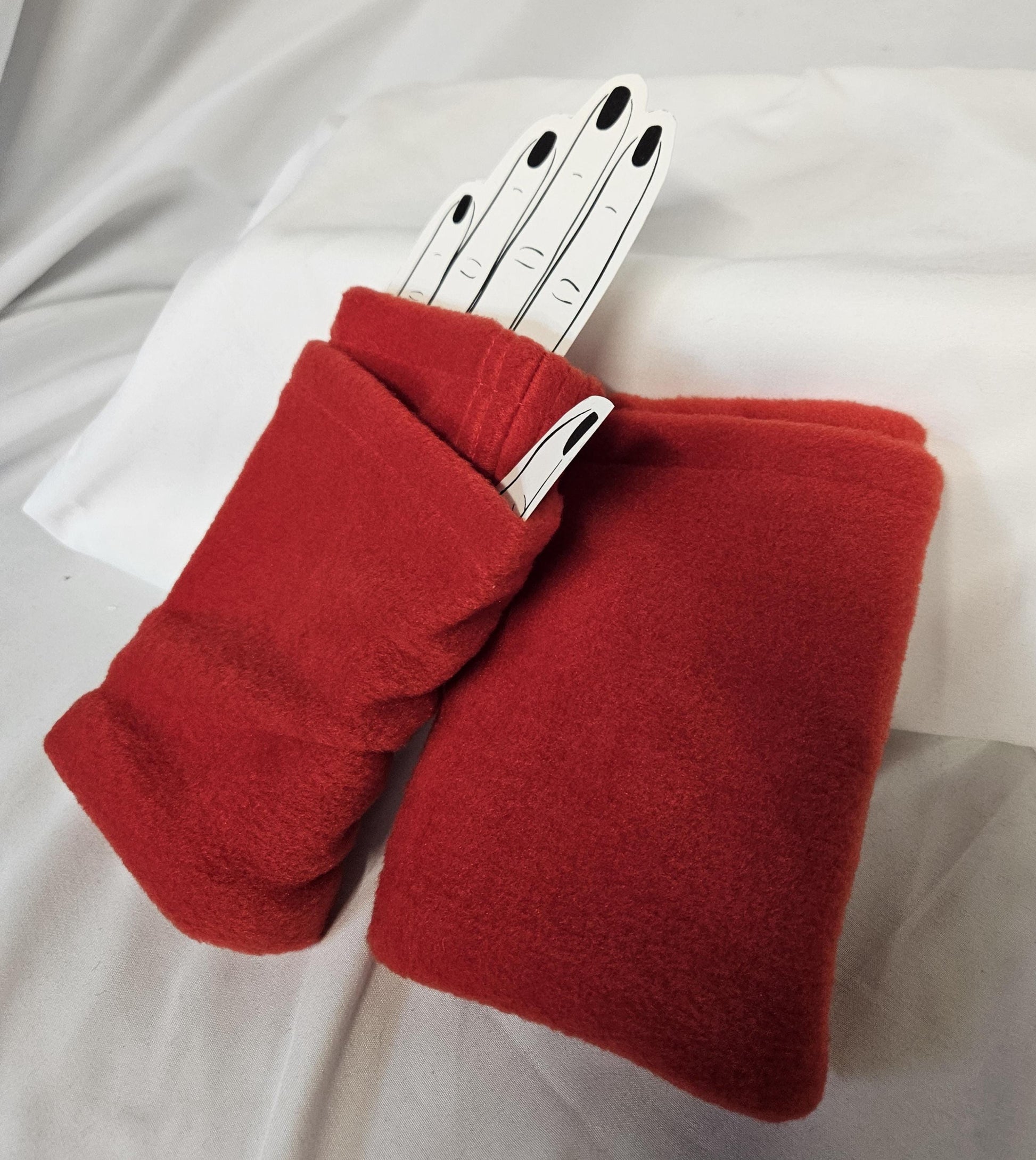 Red Fleece Fingerless Gloves