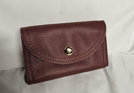 Credit Card Accordion Wallet – Magnetic Snap Closure – Compact Accordion Card Holder soft brown vinyl