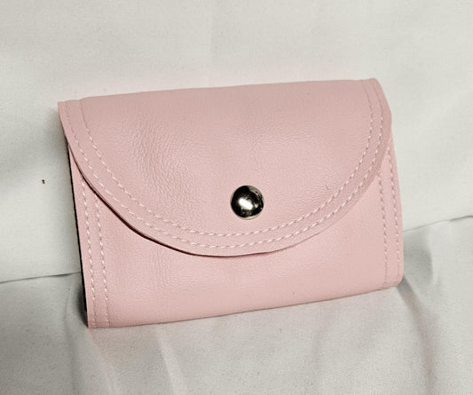 Credit Card Accordion Wallet – Magnetic Snap Closure – Compact Accordion Card Holder Pink Vinyl