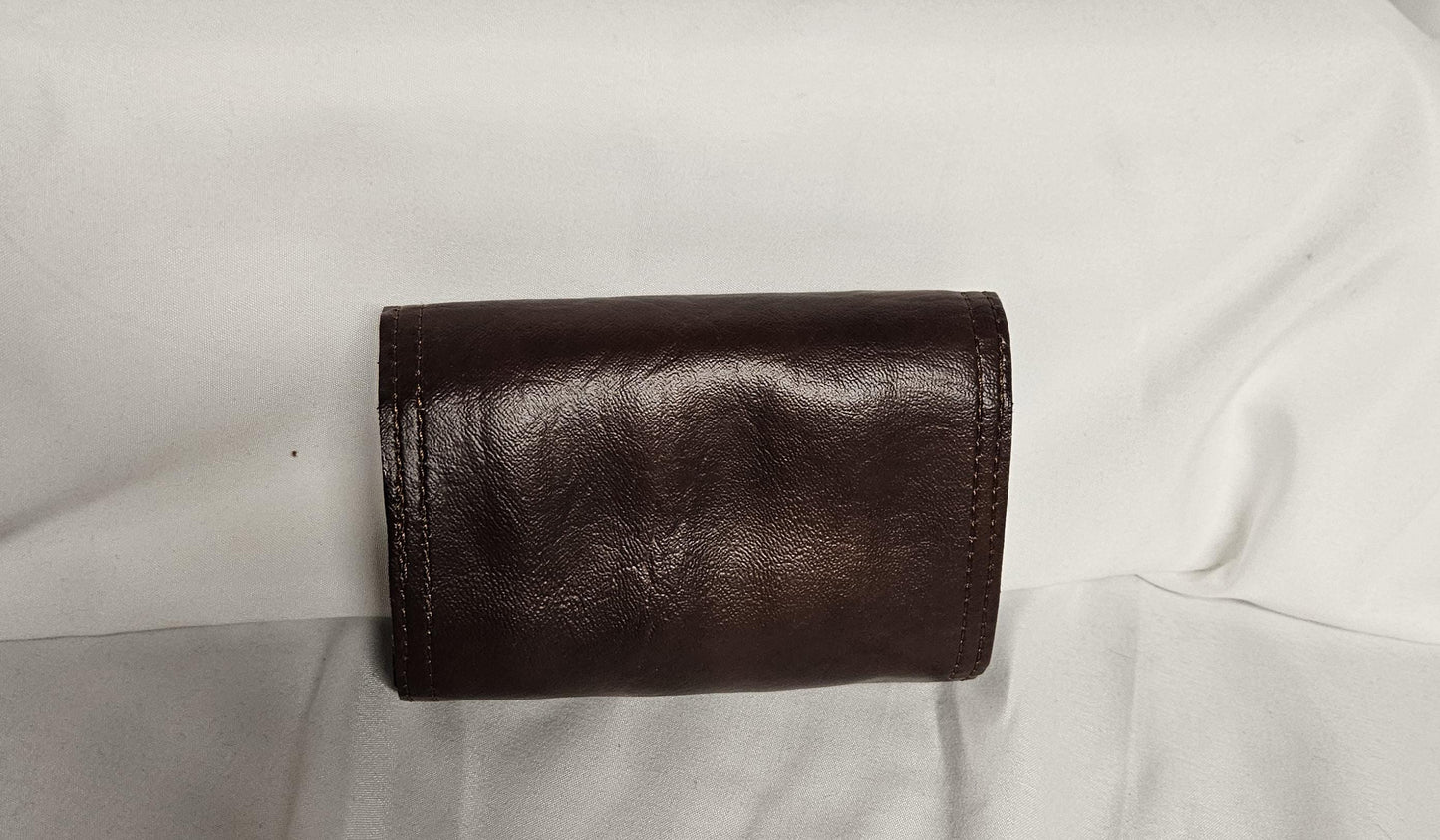 Credit Card Accordion Wallet – Magnetic Snap Closure – Compact Accordian Card Holder Brown Vinyl