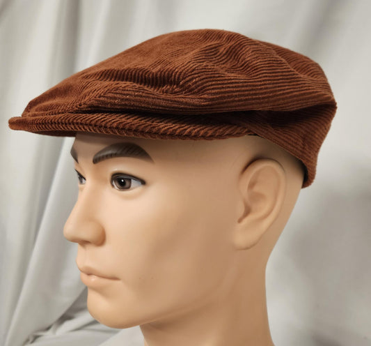 Autumn Orange Corduroy Flat Cap, golf cap, ivy cap, Gatsby, driving cap, sixpence, duckbill, flat hat lined in cotton autumn leaves print