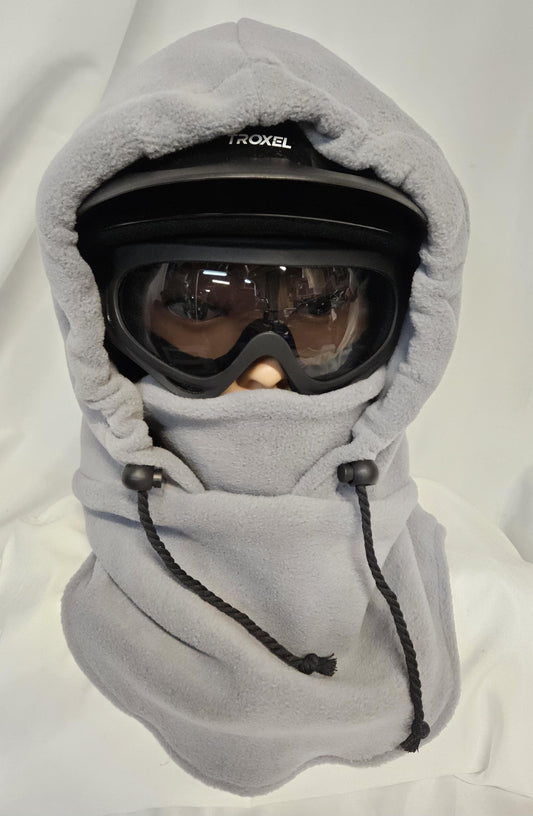 Gray Anti Pill Fleece Large Ski Helmet Cover, Riding Helmet Cover, Hoodie Hat, Ski Mask, 4-in-1 Fleece Hood Cover, Winter Hat, Snood