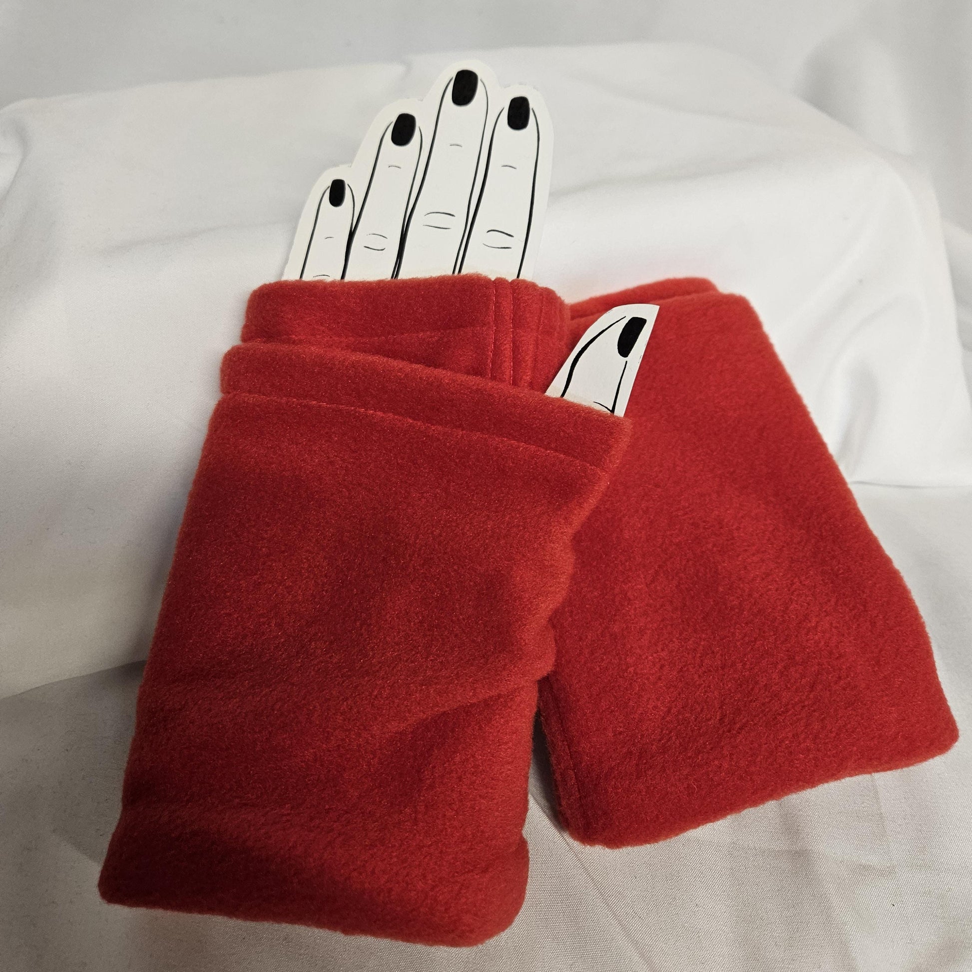 Red Fleece Fingerless Gloves