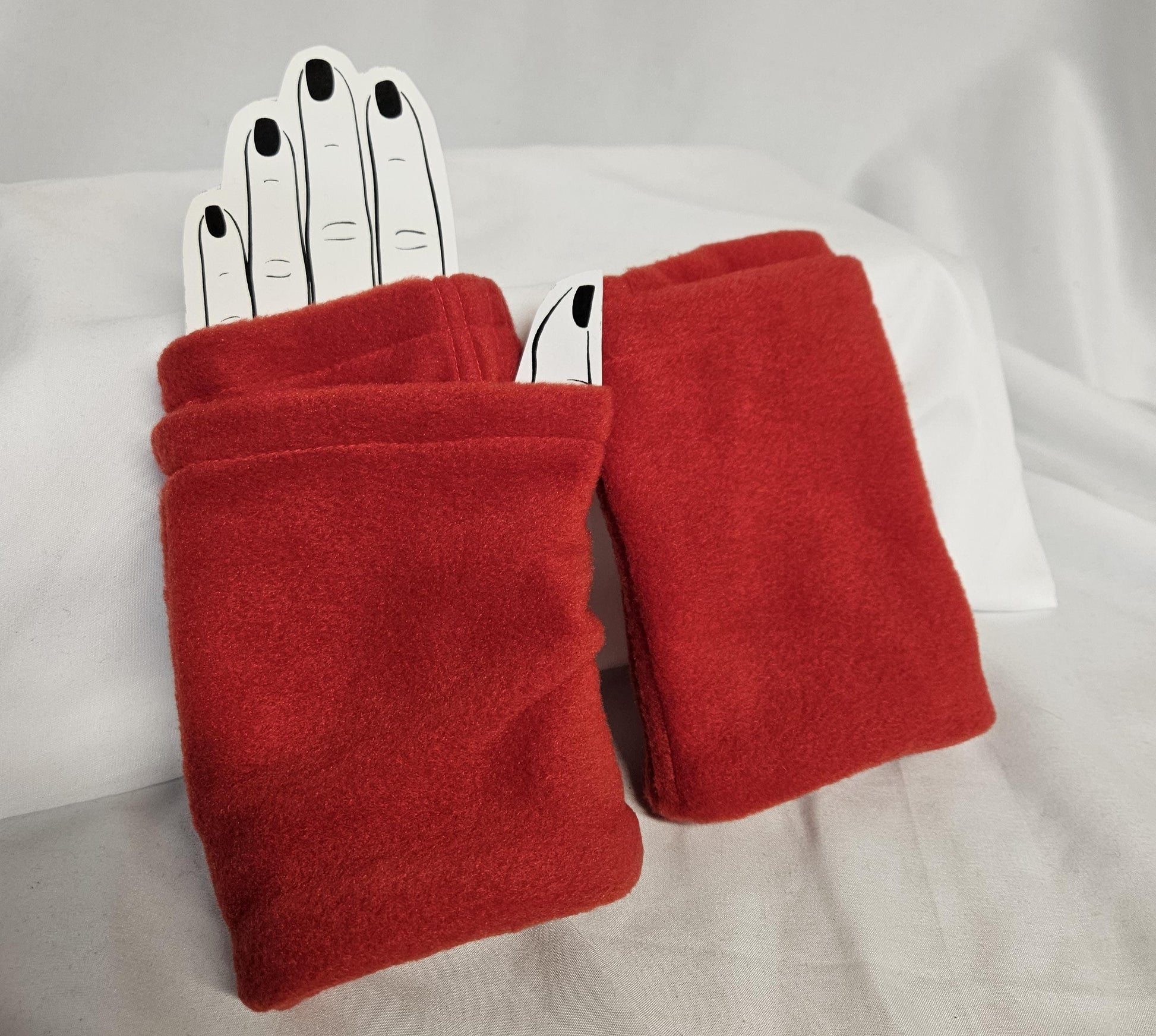 Red Fleece Fingerless Gloves