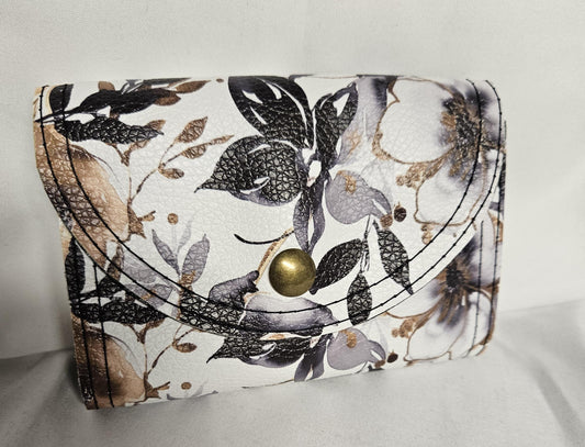 Credit Card Accordion Wallet – Magnetic Snap Closure – Compact Accordion Card Holder fall flowers vinyl wallet