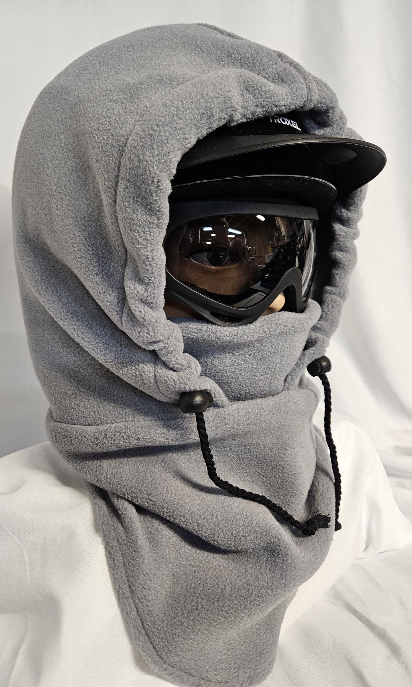 Gray Anti Pill Fleece Large Ski Helmet Cover, Riding Helmet Cover, Hoodie Hat, Ski Mask, 4-in-1 Fleece Hood Cover, Winter Hat, Snood