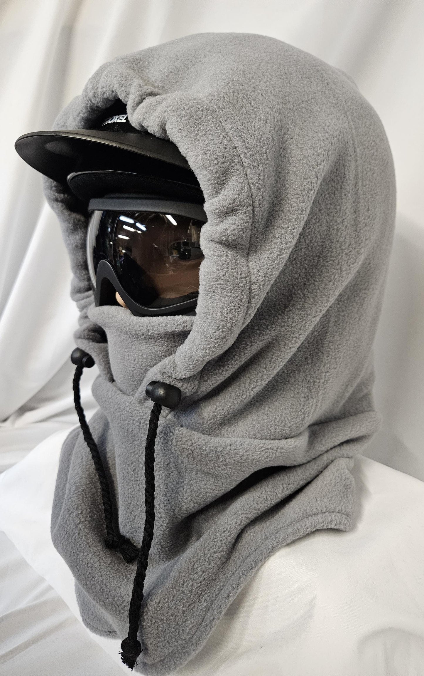 Gray Anti Pill Fleece Large Ski Helmet Cover, Riding Helmet Cover, Hoodie Hat, Ski Mask, 4-in-1 Fleece Hood Cover, Winter Hat, Snood