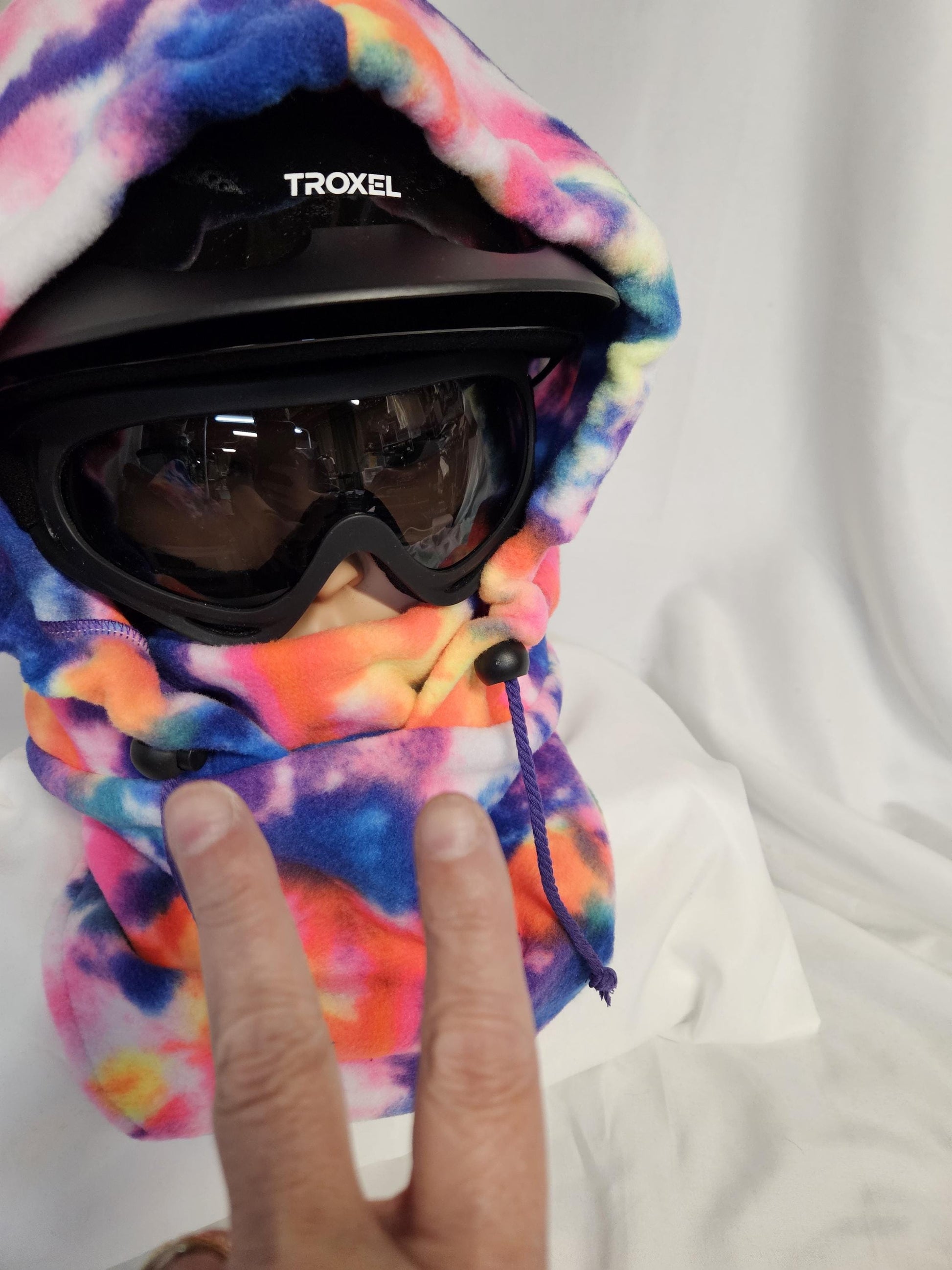 Rainbow Splatter Anti Pill Fleece Large Ski Helmet Cover