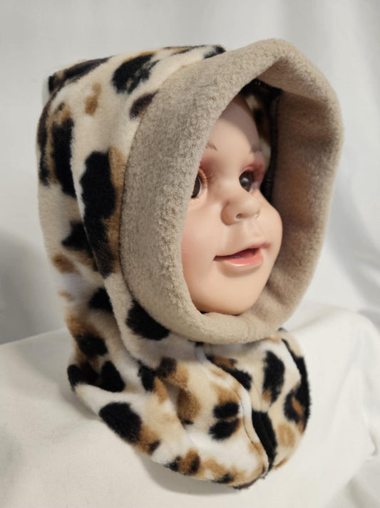 Animal Spots Cozy Fleece Winter Hood – Children’s Large (Fits Ages 18 - 24 months) | Handmade Balaclava