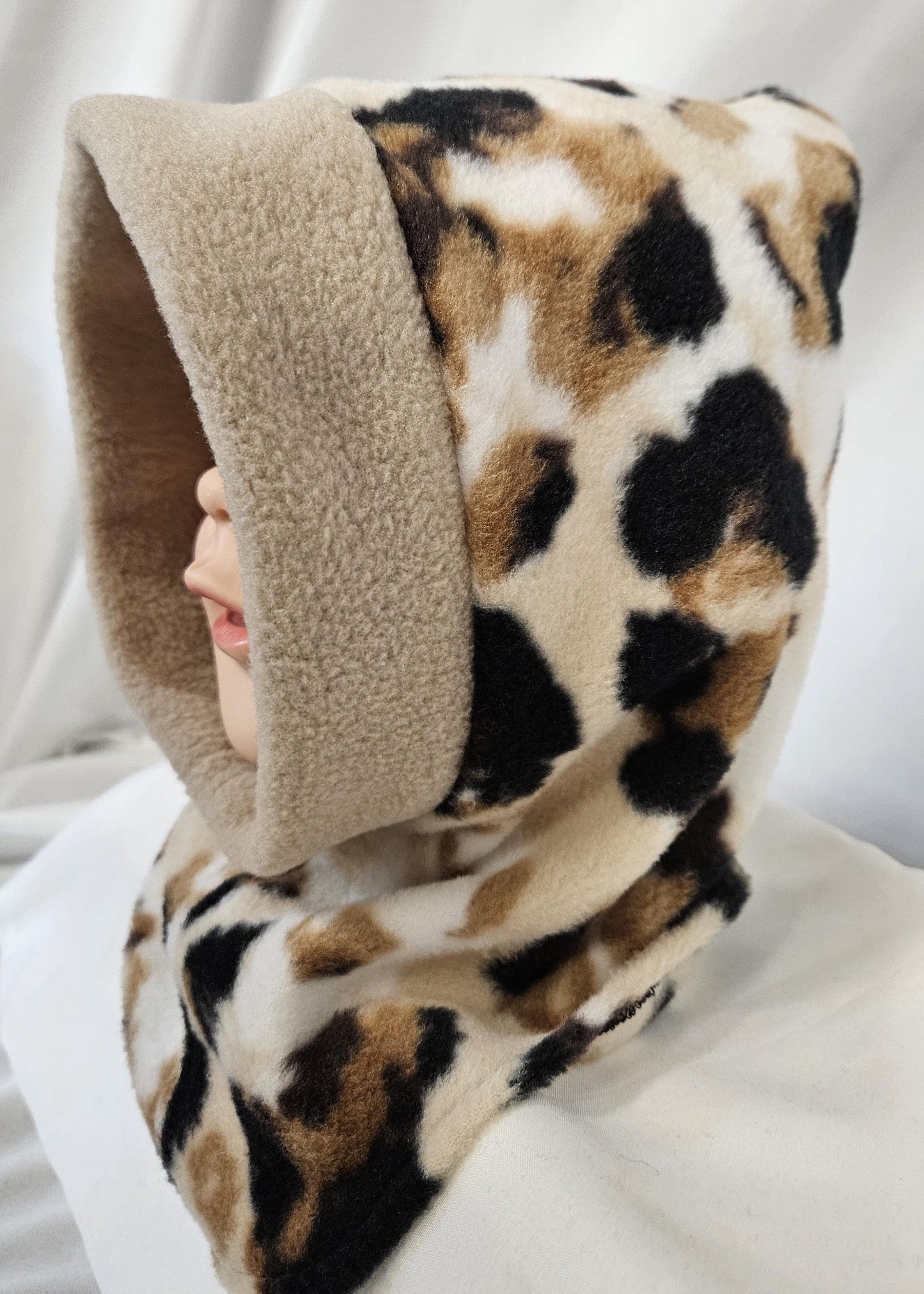 Animal Spots Cozy Fleece Winter Hood – Children’s Large (Fits Ages 18 - 24 months) | Handmade Balaclava