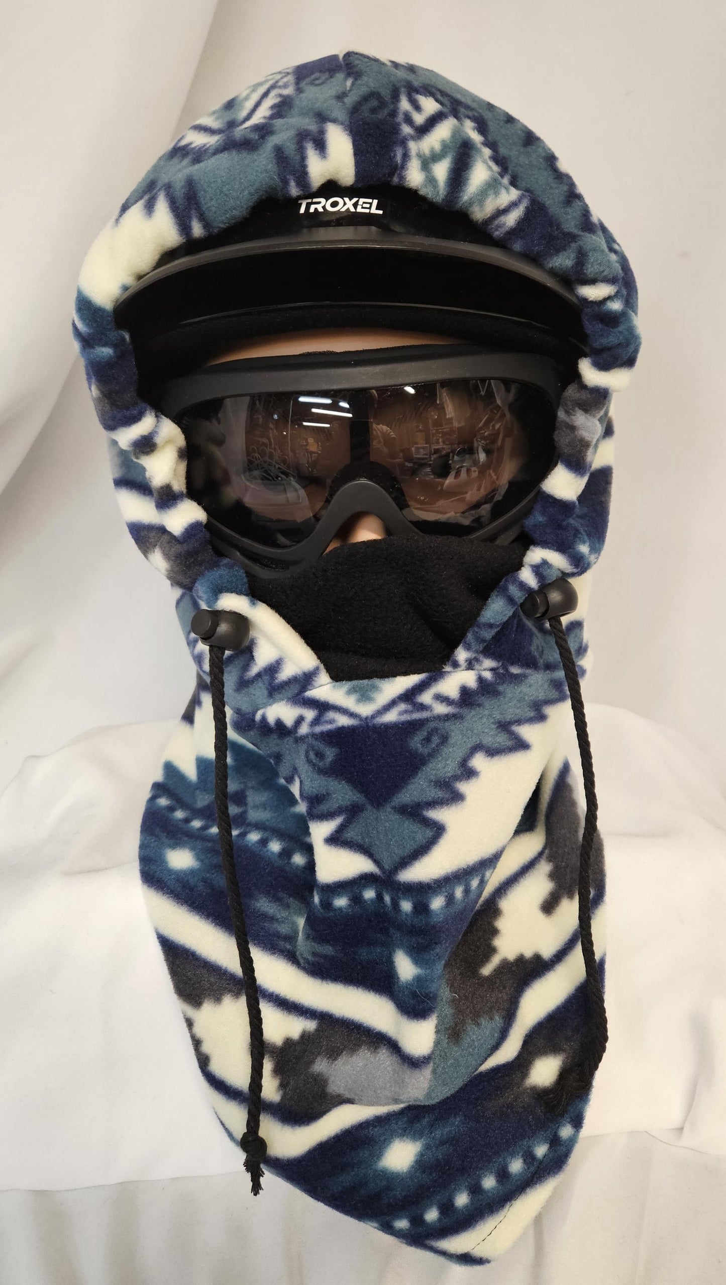 Blue Aztec Anti Pill Plush Fleece Large Ski Helmet Cover