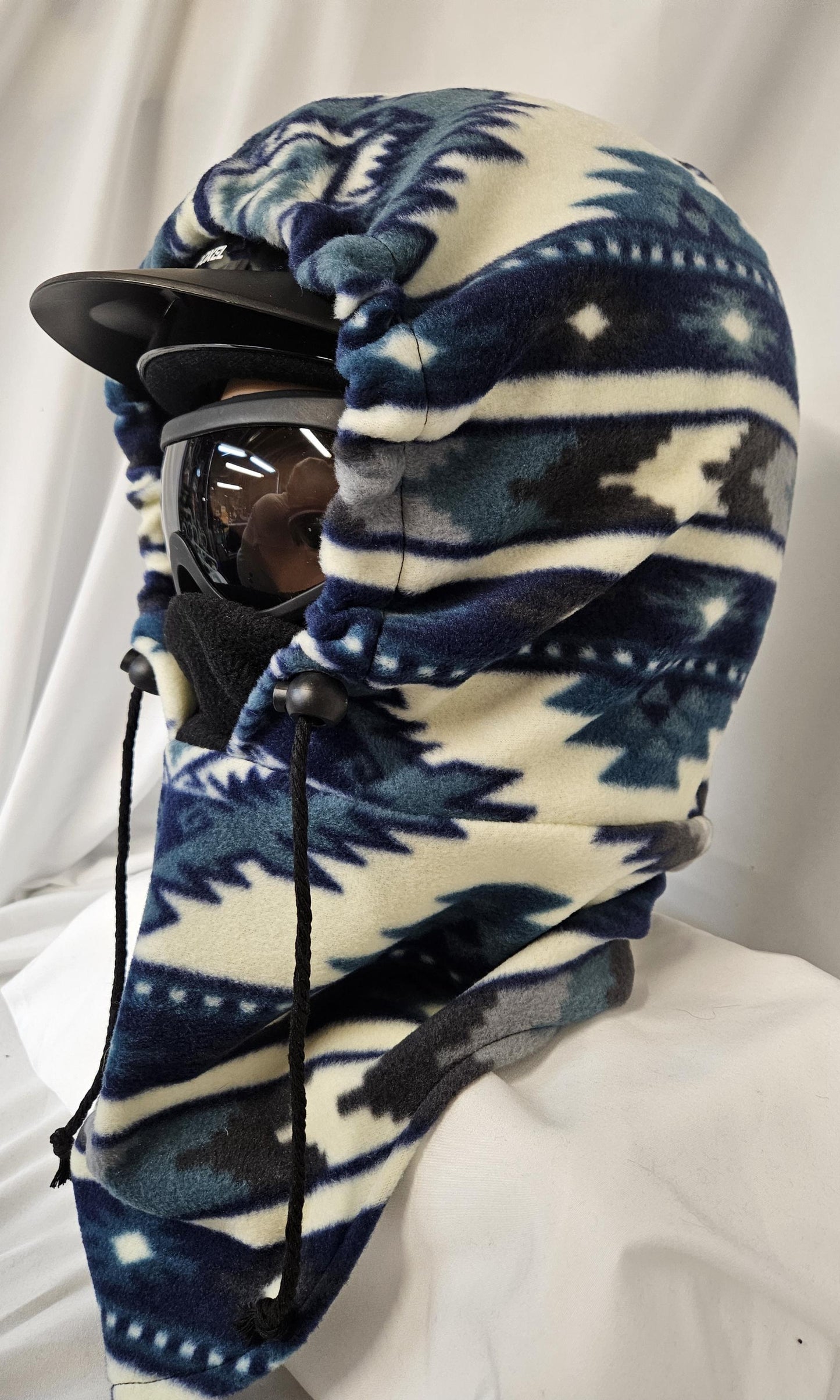 Blue Aztec Anti Pill Plush Fleece Large Ski Helmet Cover