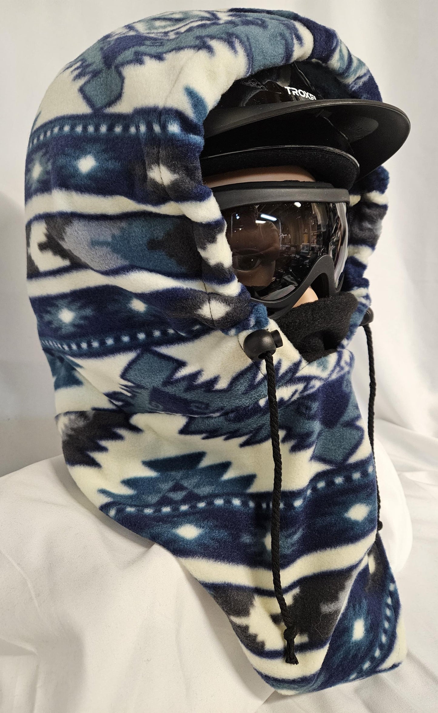 Blue Aztec Anti Pill Plush Fleece Large Ski Helmet Cover