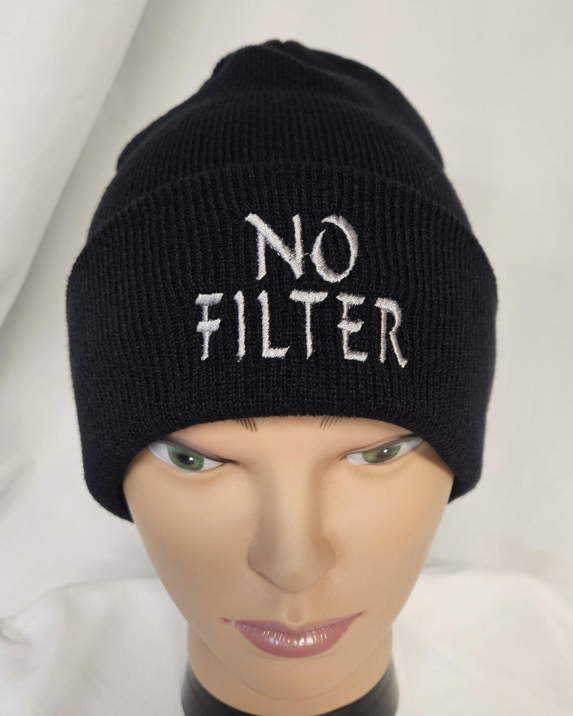 No Filter Winter Bundle | Embroidered Beanie & Fleece Balaclava Set | Cold Weather Face Cover | Cozy Winter Gear | Unisex sz M