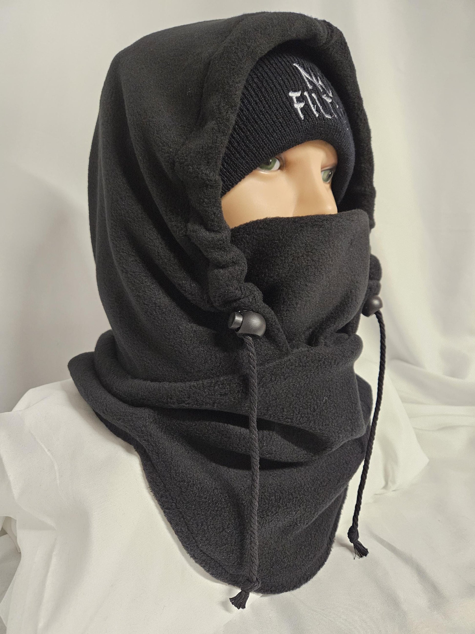 No Filter Winter Bundle | Embroidered Beanie & Fleece Balaclava Set | Cold Weather Face Cover | Cozy Winter Gear | Unisex sz M