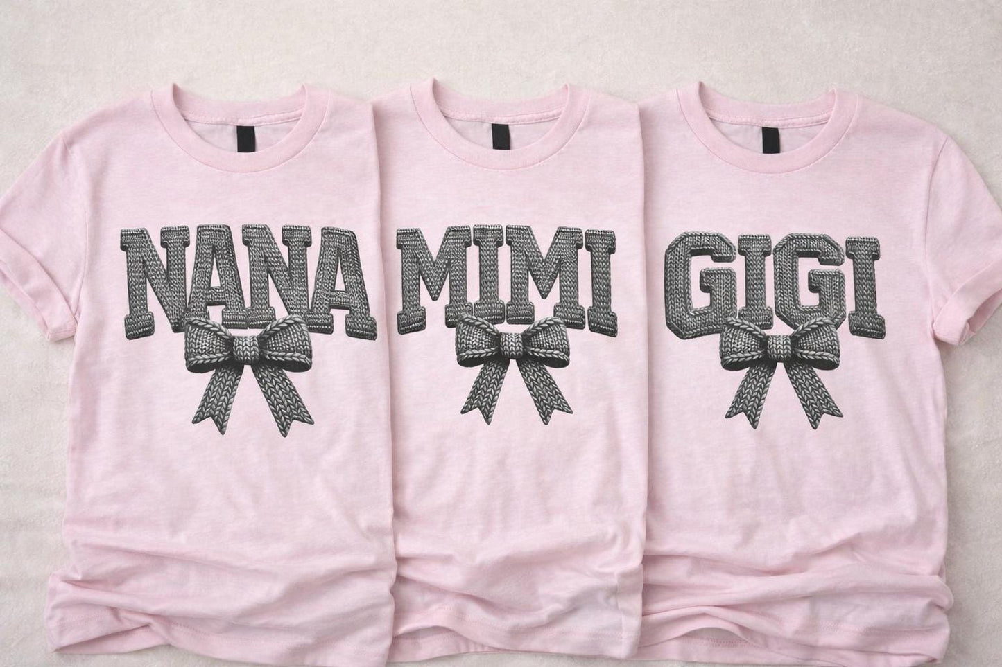Personalized Grandma Shirt – Nana Mimi Gigi Shirt – Knit Style Grandma Tee – Mother’s Day Gift – Grandma Bow Shirt – Custom Grandma T-Shirt