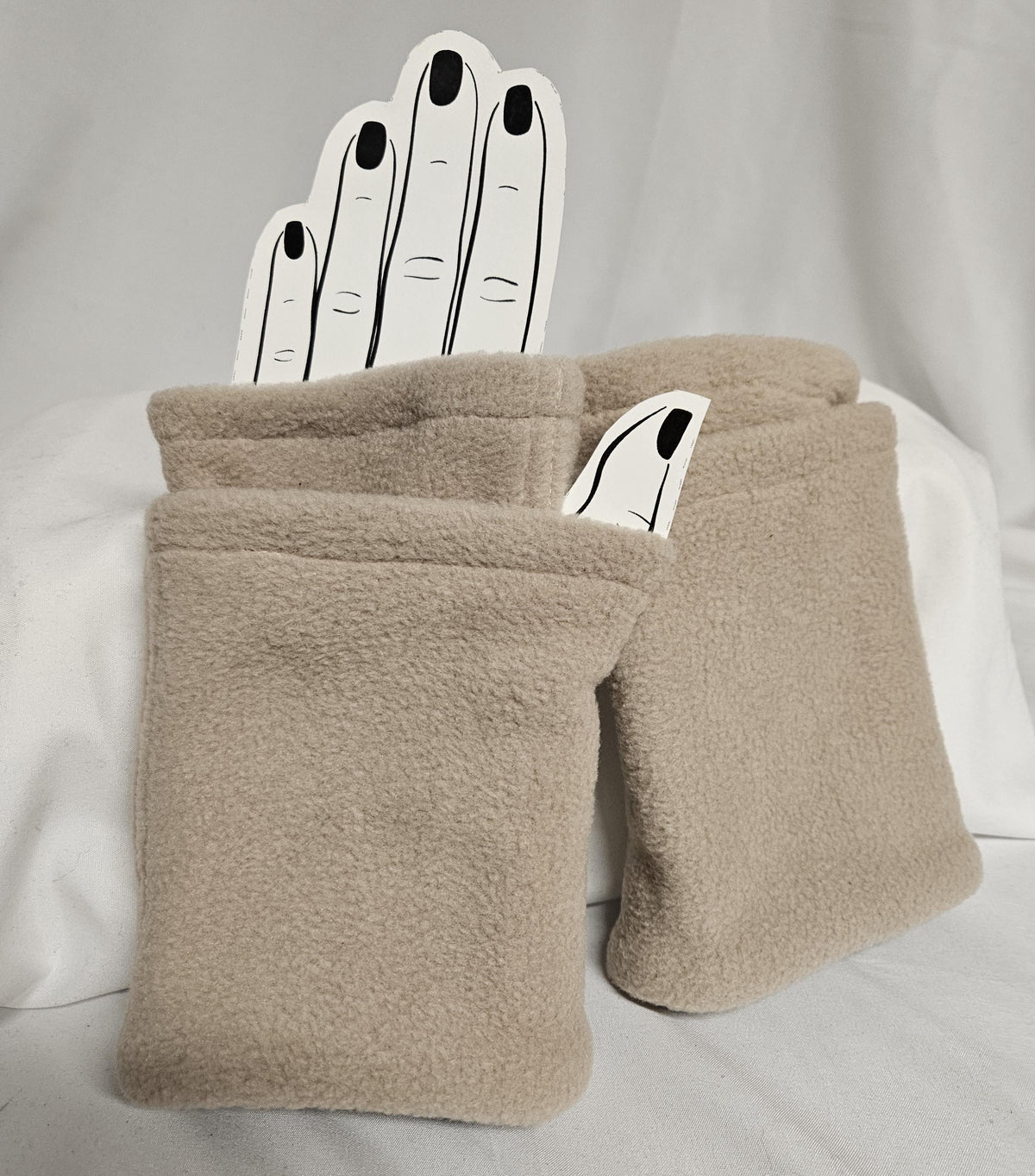 Beige Fleece Fingerless Gloves